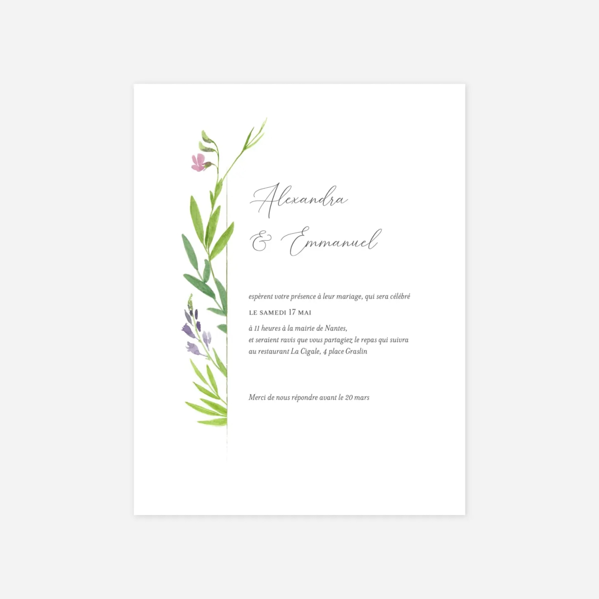 Faire-part mariage Bucolique