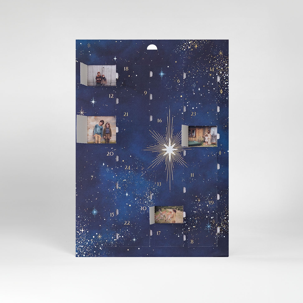 Calendrier de l'Avent Nuit étoilée doré à chaud