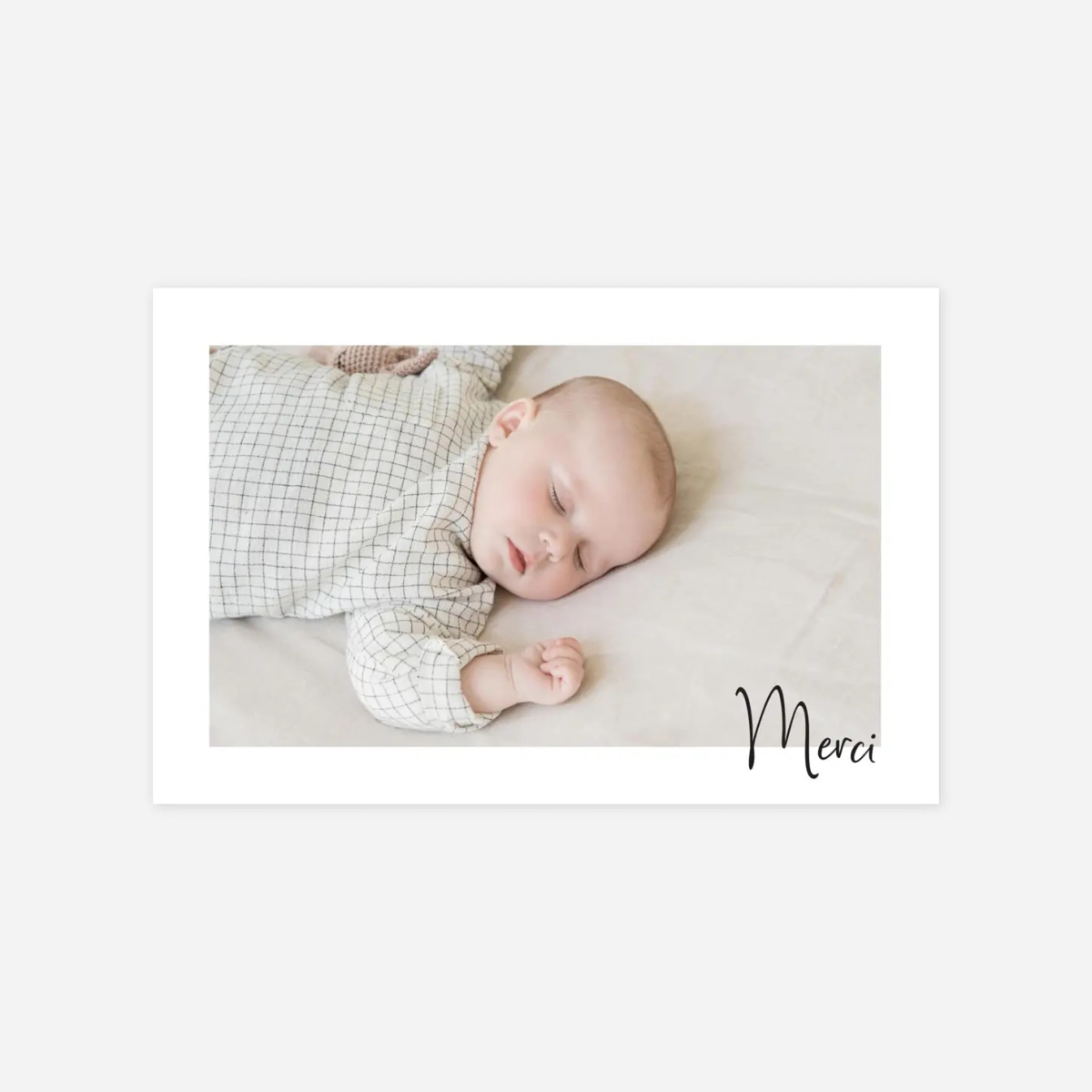 Carte remerciement naissance Cadre calligraphie