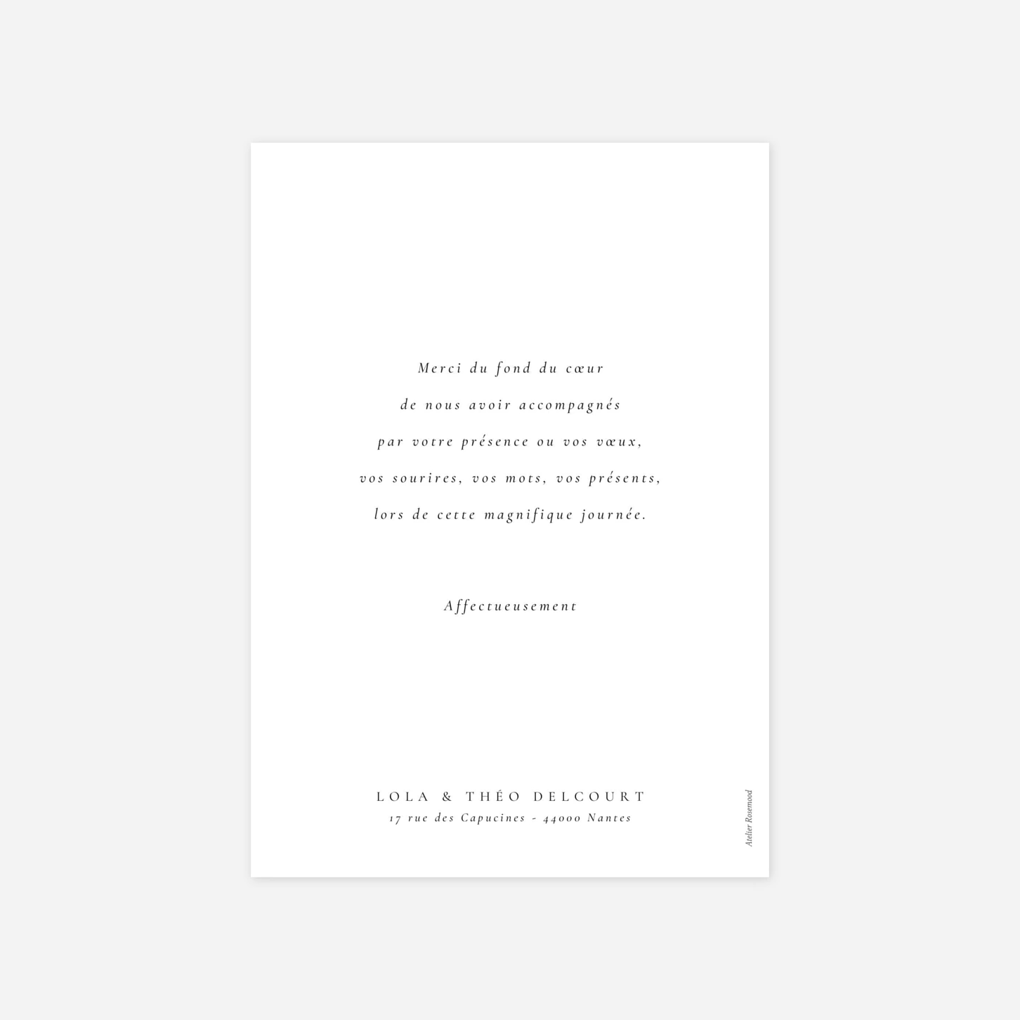 Carte de remerciements Cadre pastel