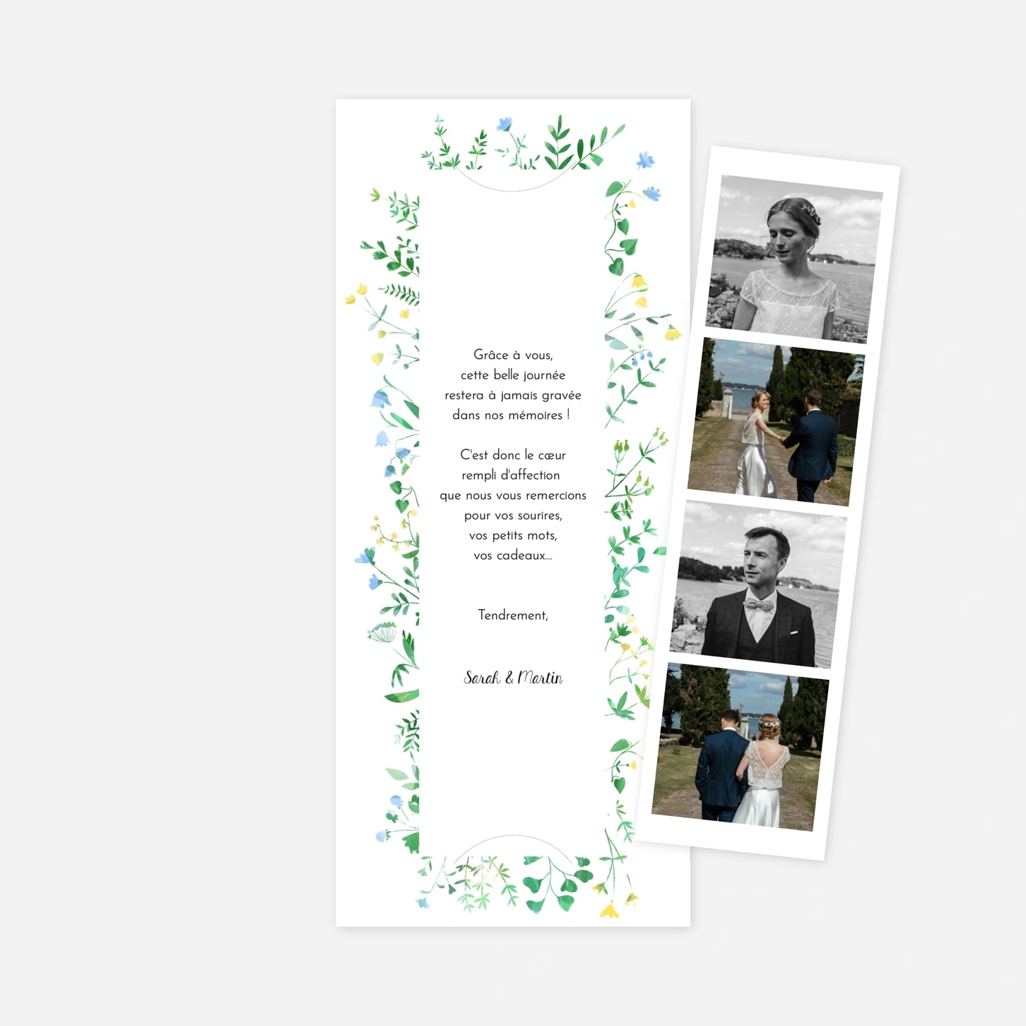 Carte de remerciements Cadre fleuri