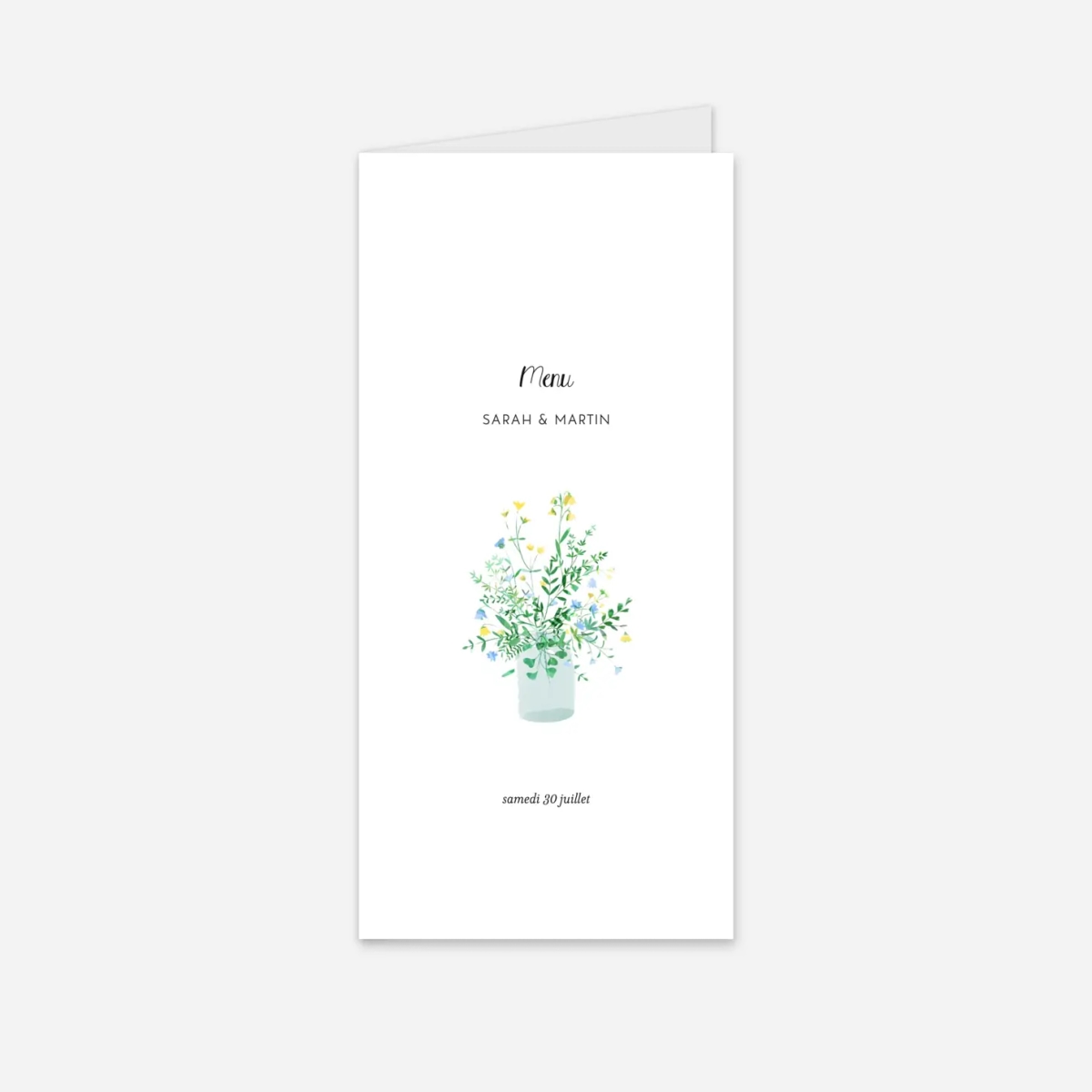Menu mariage Cadre fleuri