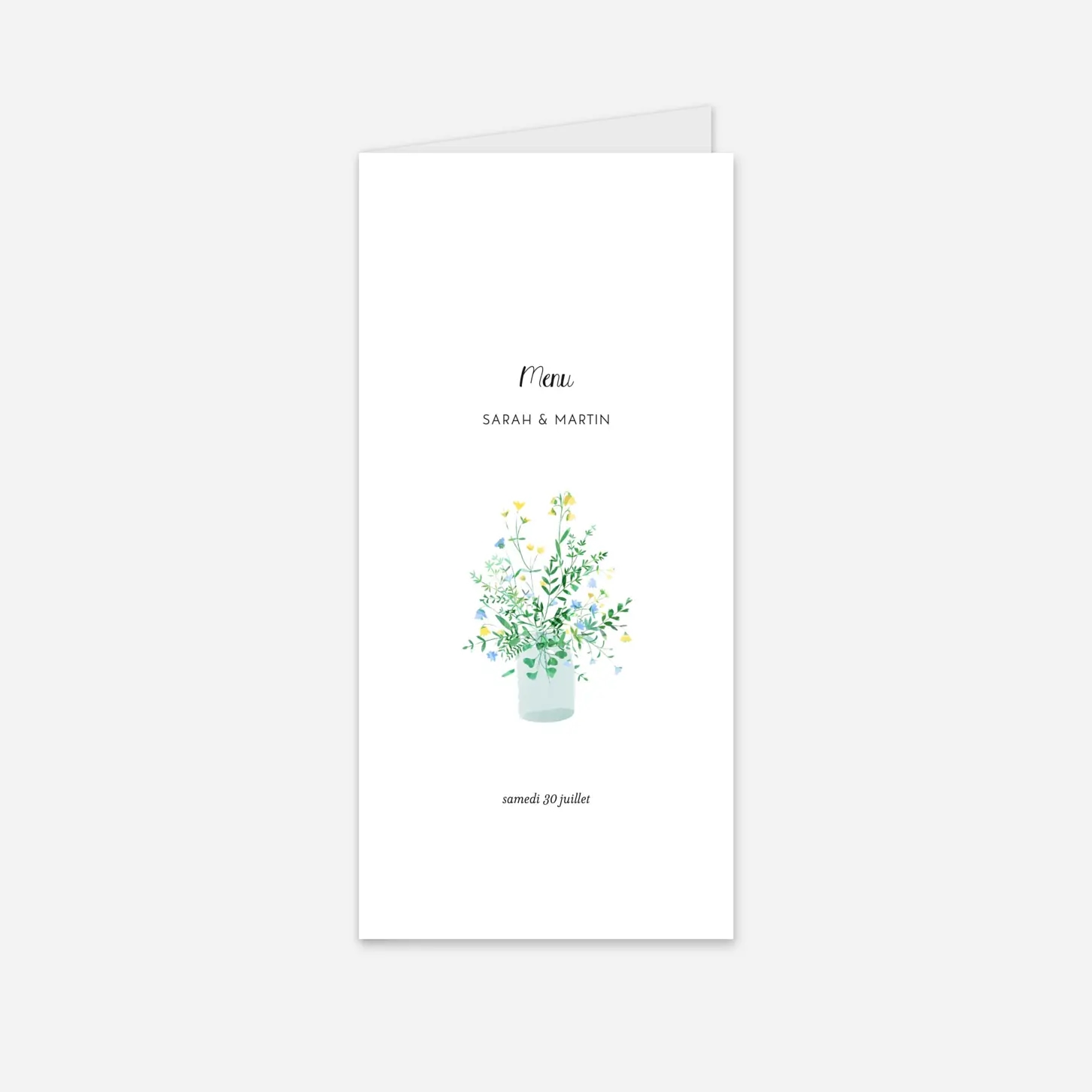 Menu mariage Cadre fleuri