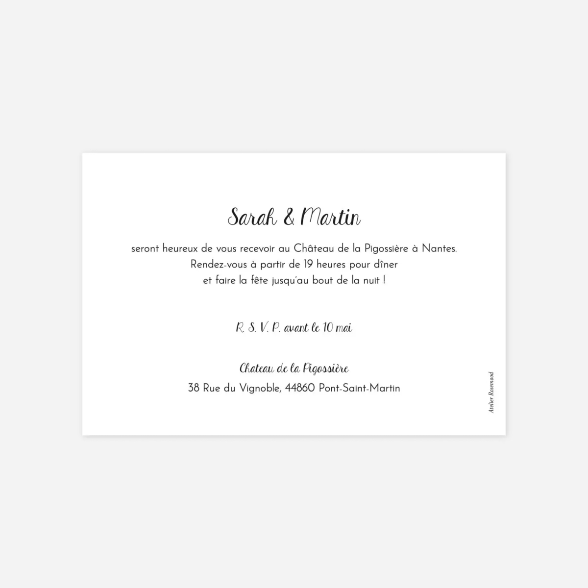 Carton d'invitation Cadre fleuri