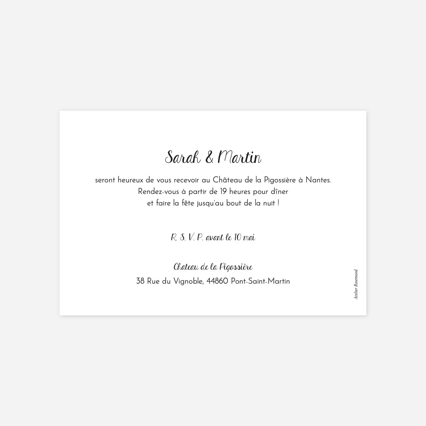 Carton d'invitation Cadre fleuri