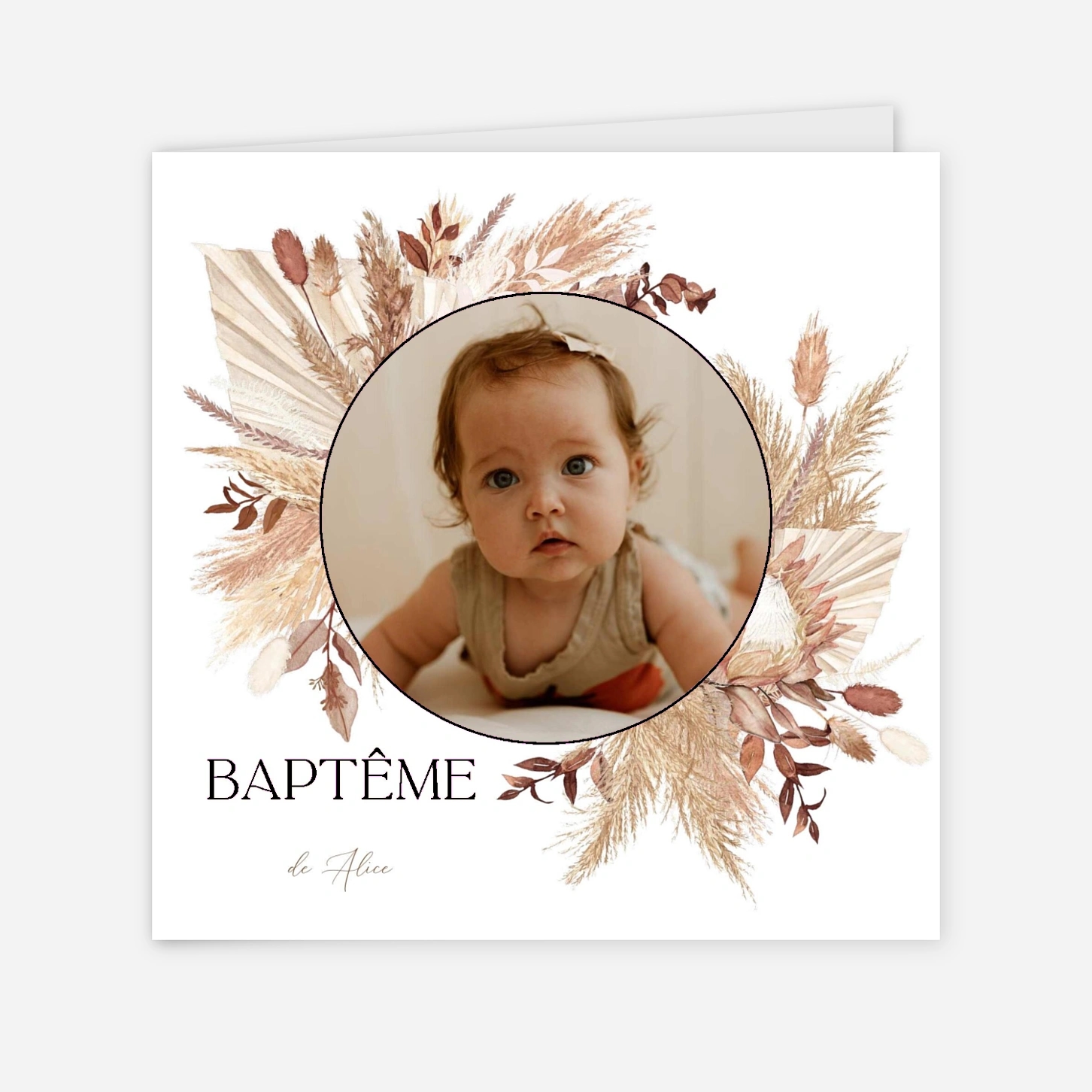 Faire-part baptême Fleurs séchées