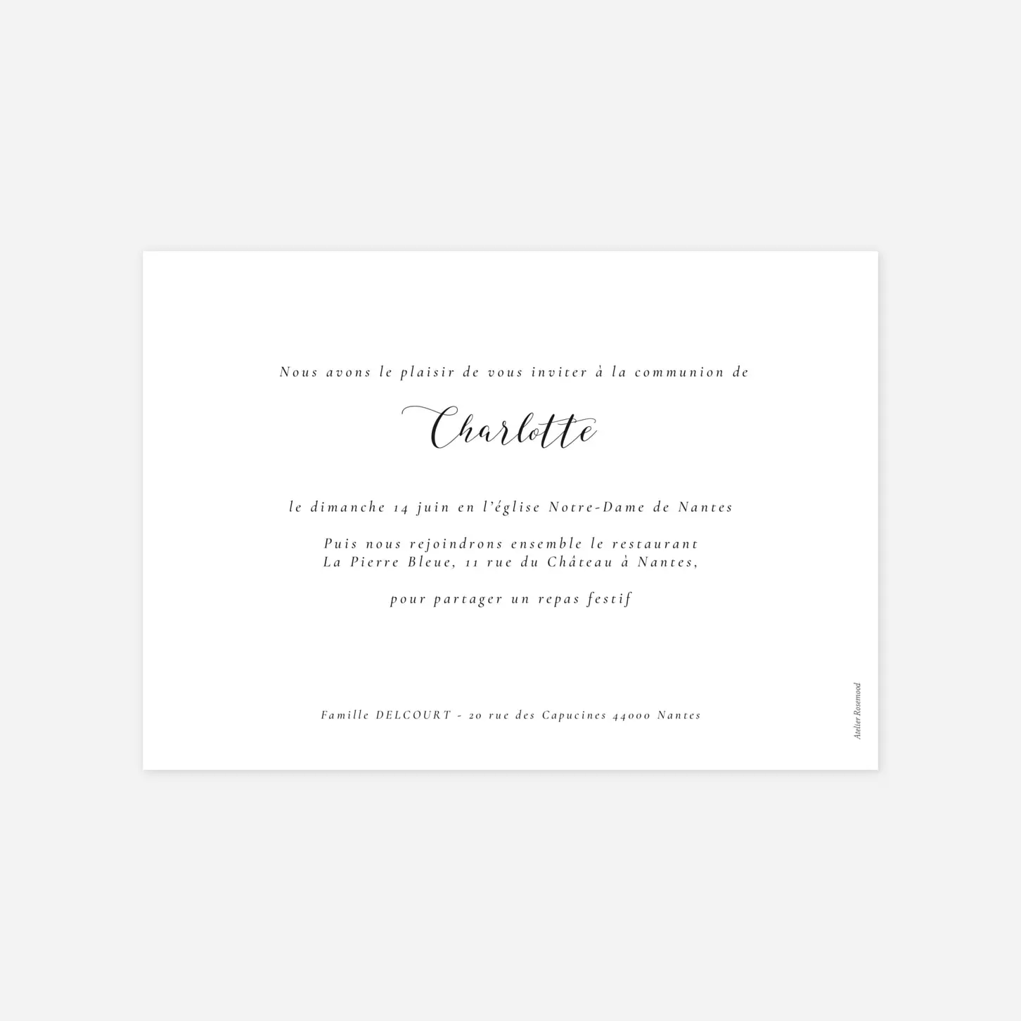 Invitation communion Calligraphie