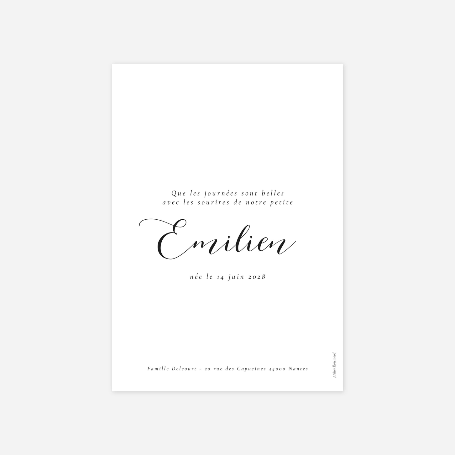 Faire-part naissance Calligraphie