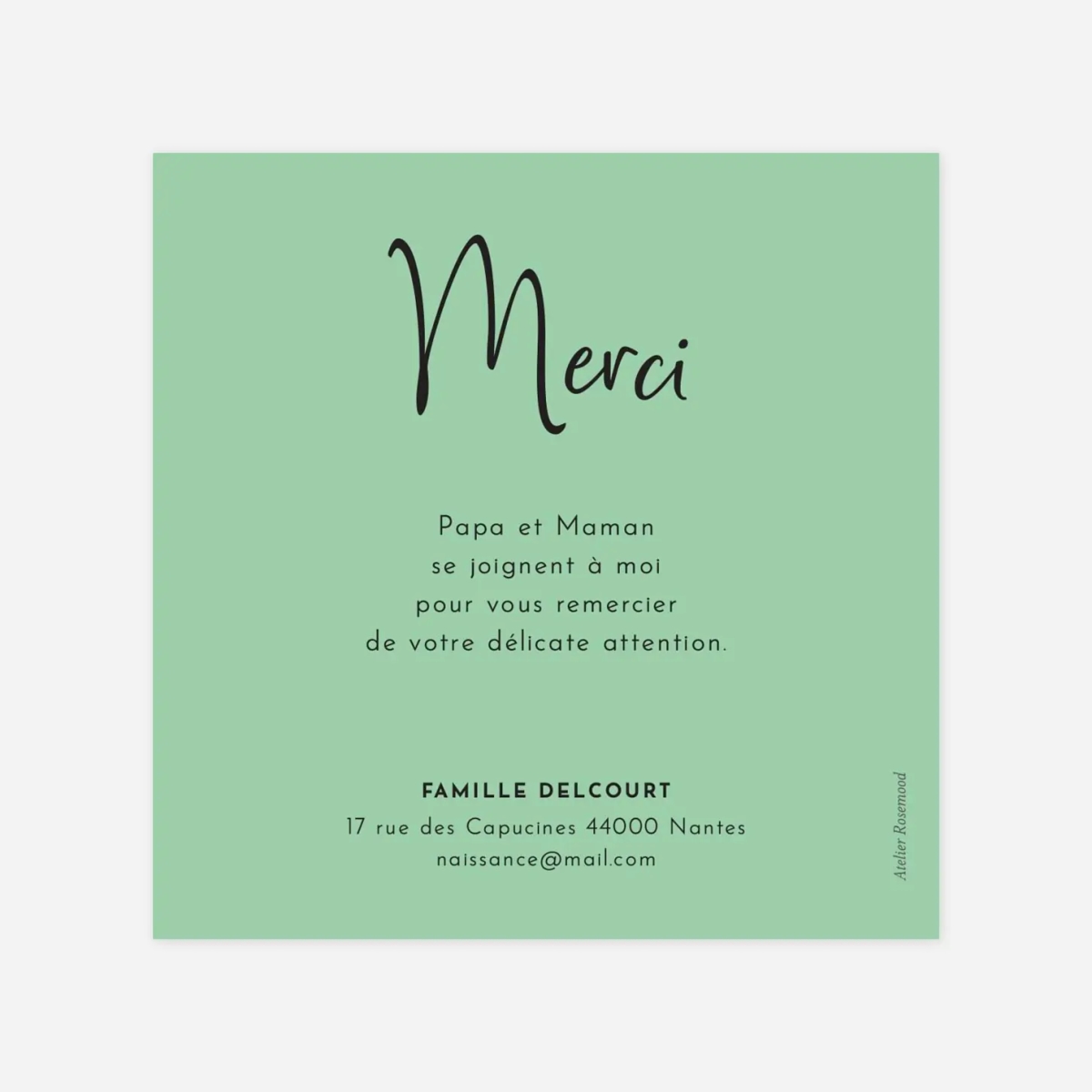 Carte remerciement naissance Candeur