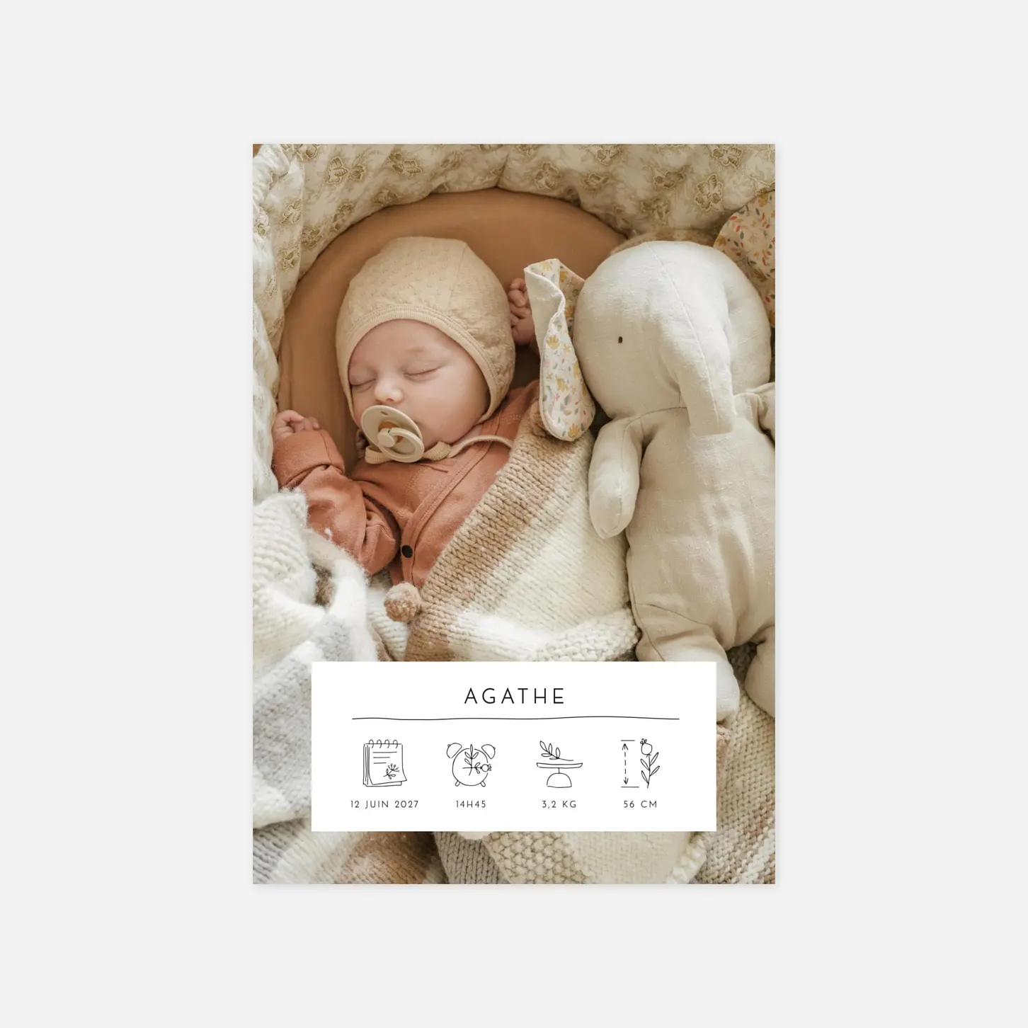 Faire-part naissance Cartouche pictos