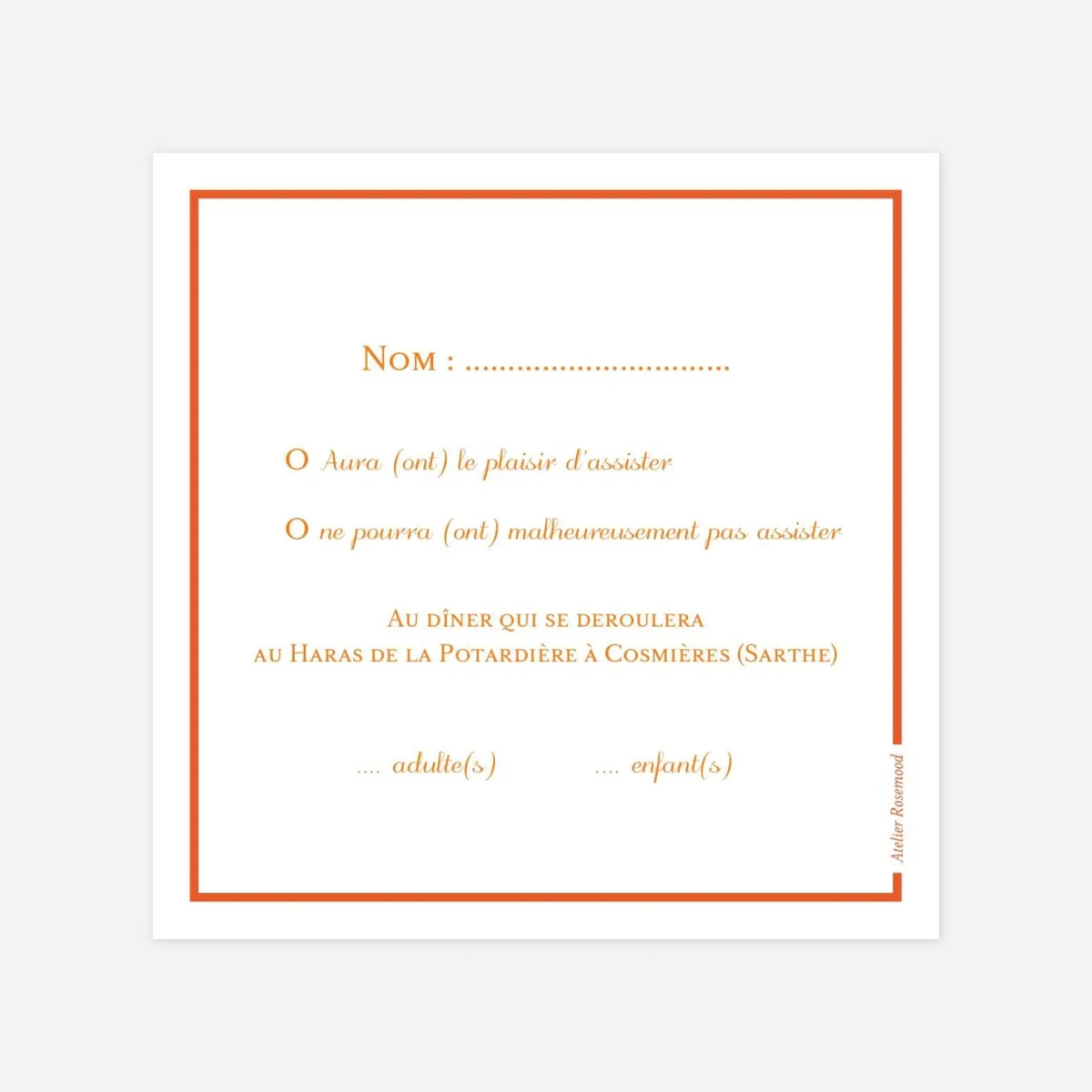 Carton réponse Carré chic