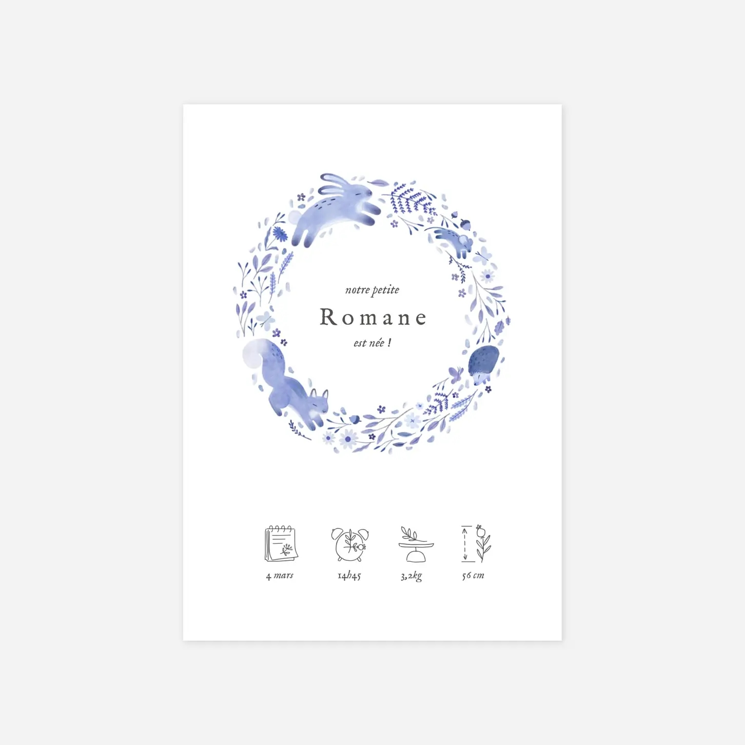 Faire-part naissance Comptine des animaux