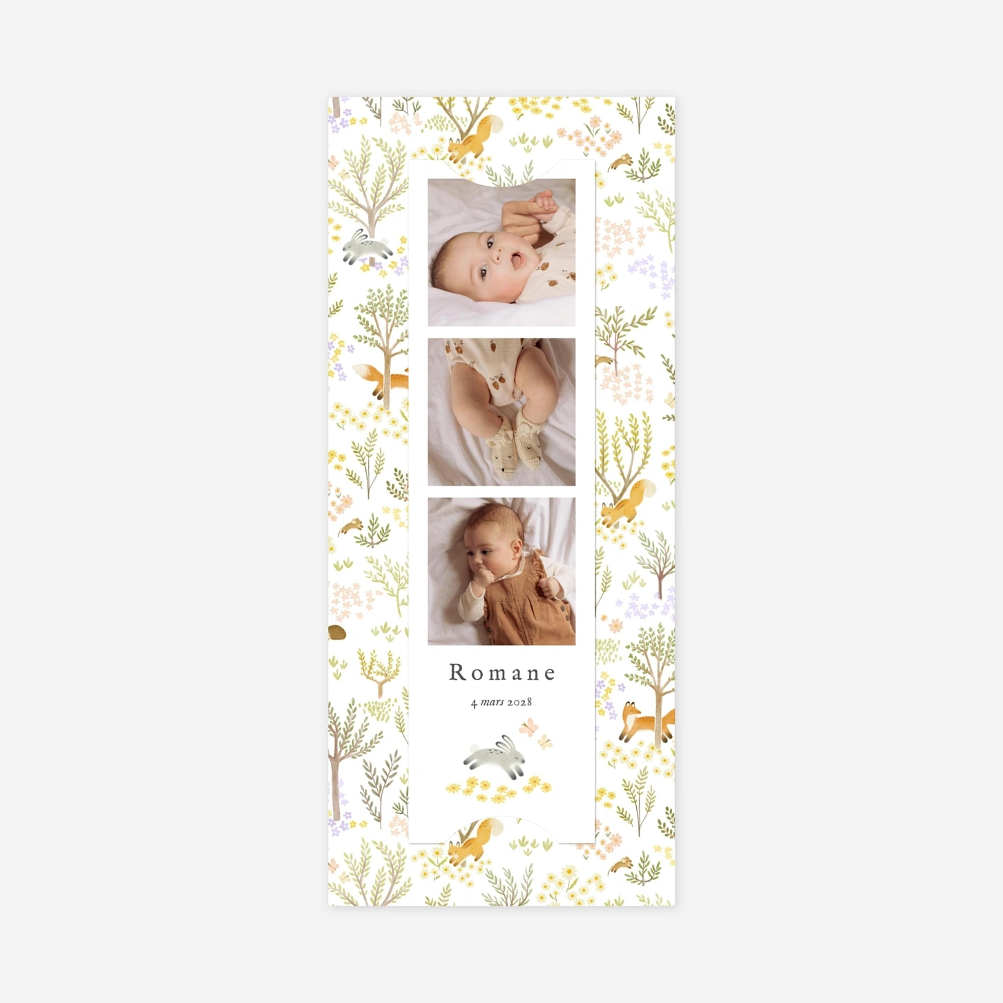 Faire-part naissance Comptine des animaux