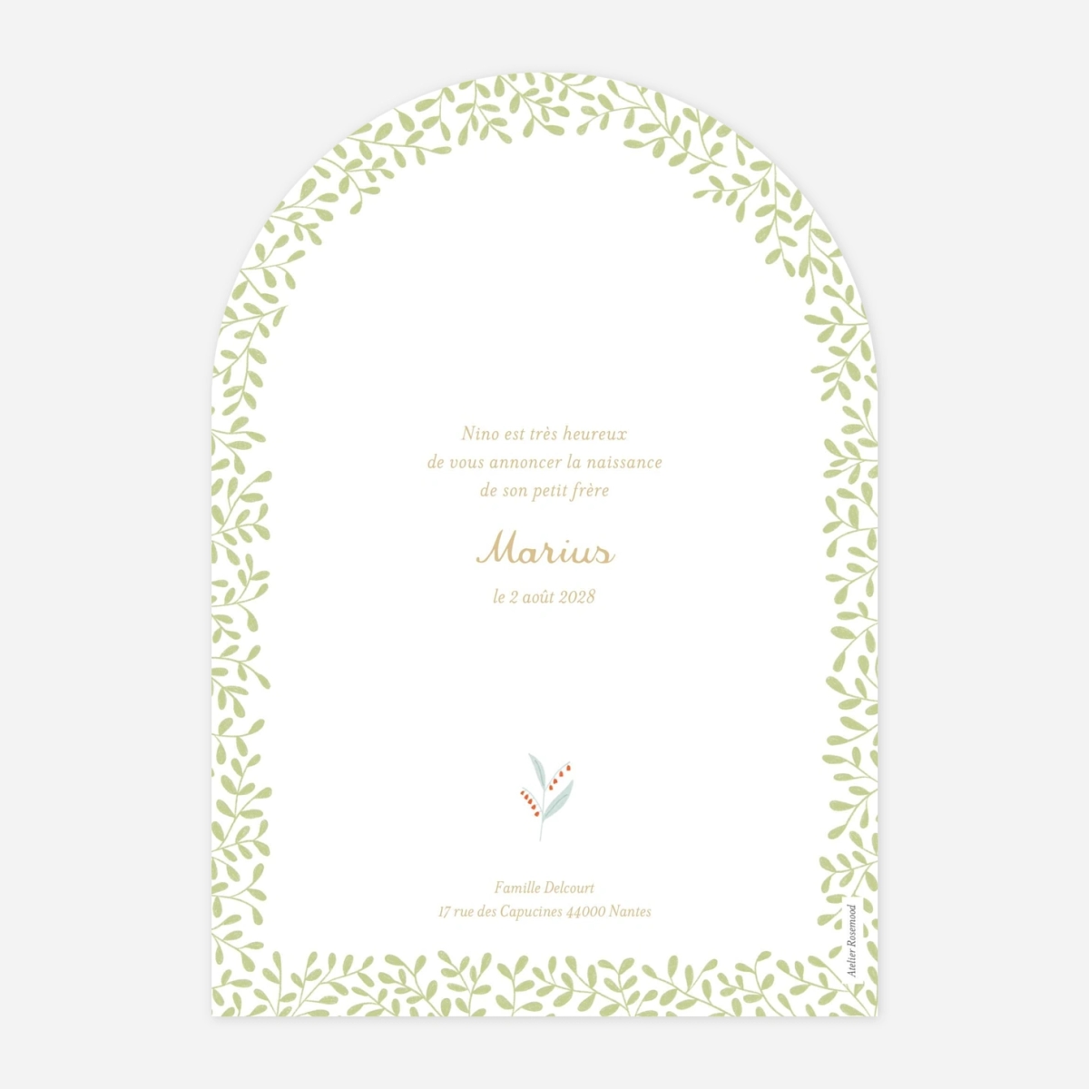 Faire-part naissance Le cottage des animaux