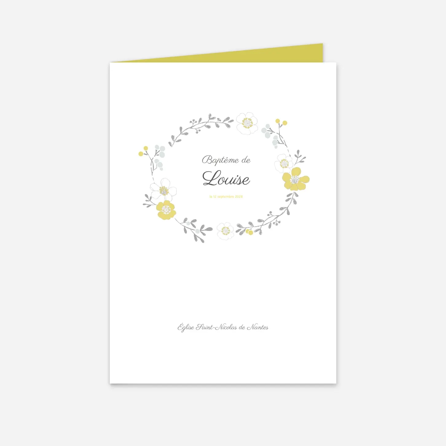Livret de messe baptême Couronne de fleurs