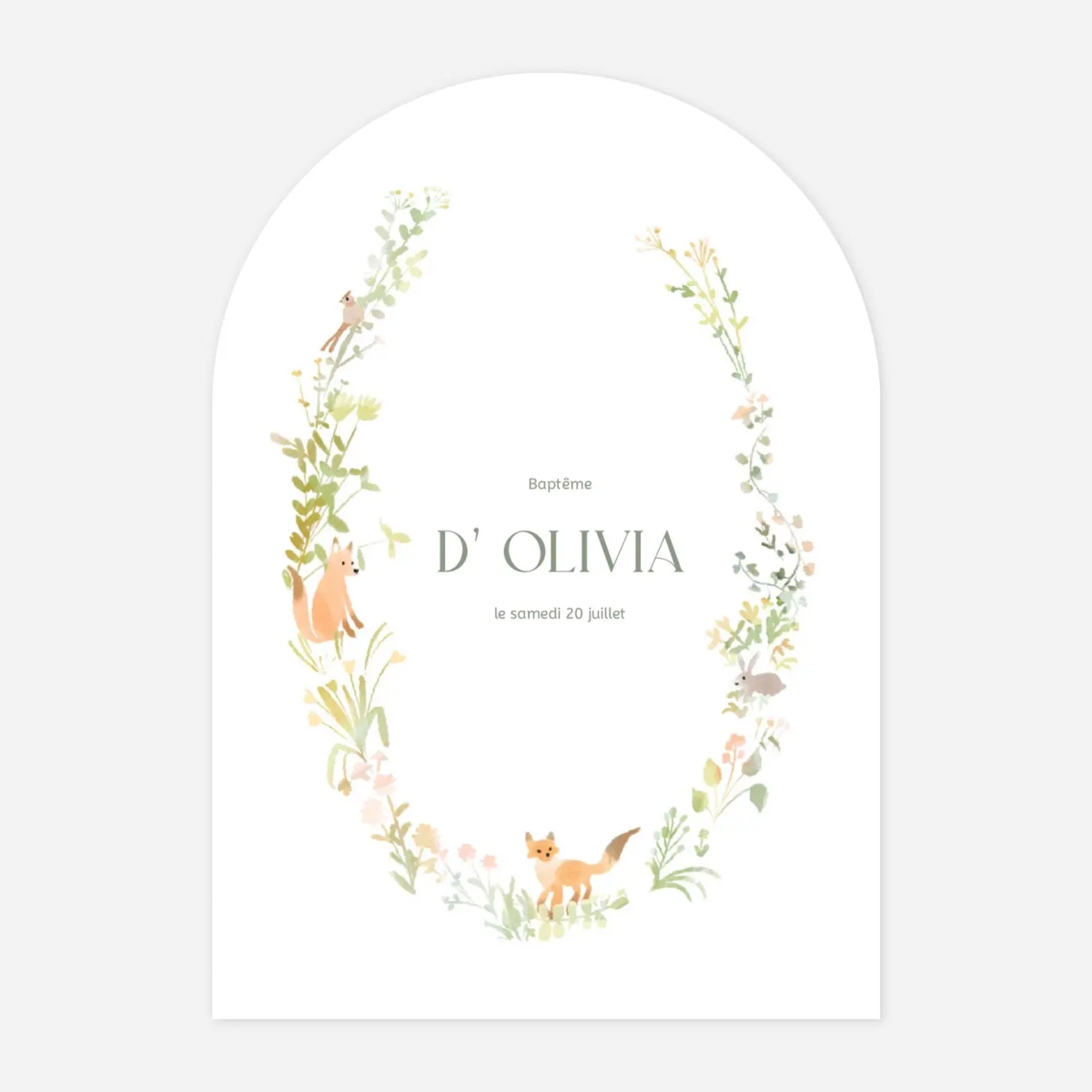 Faire-part baptême Couronne de la forêt