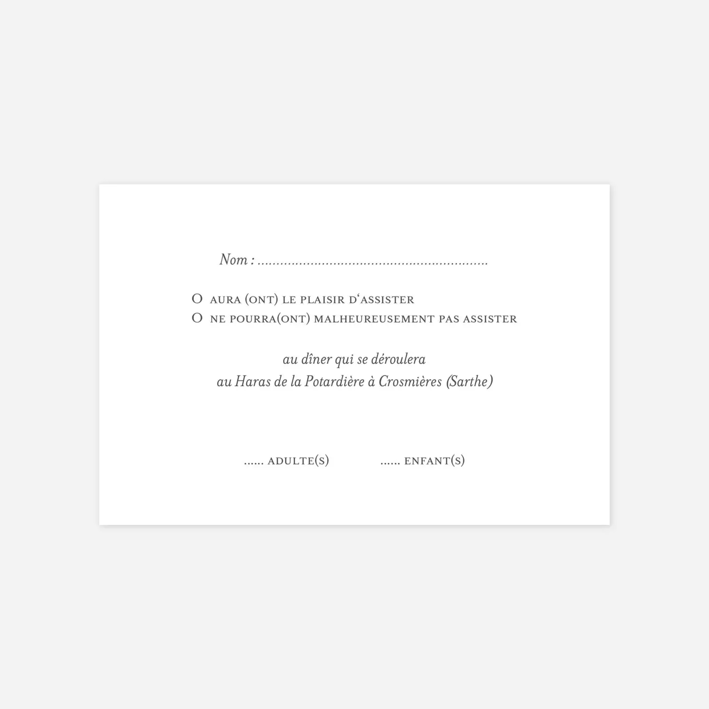 Carton réponse Chic