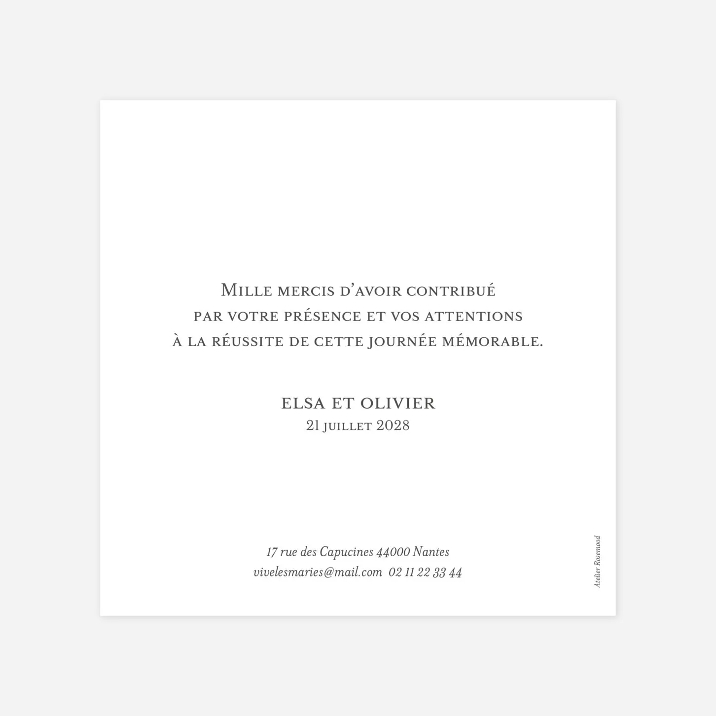 Carte de remerciements Chic