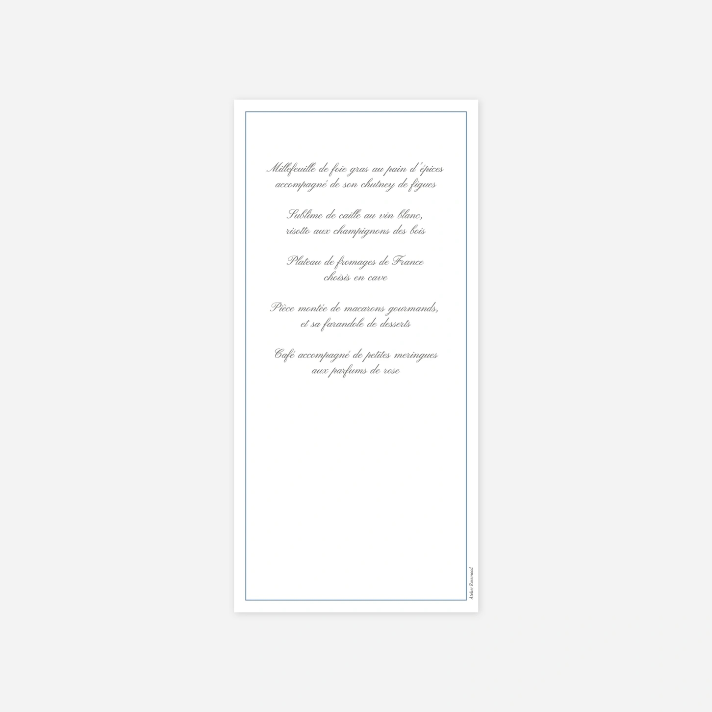Menu mariage Chic liseré