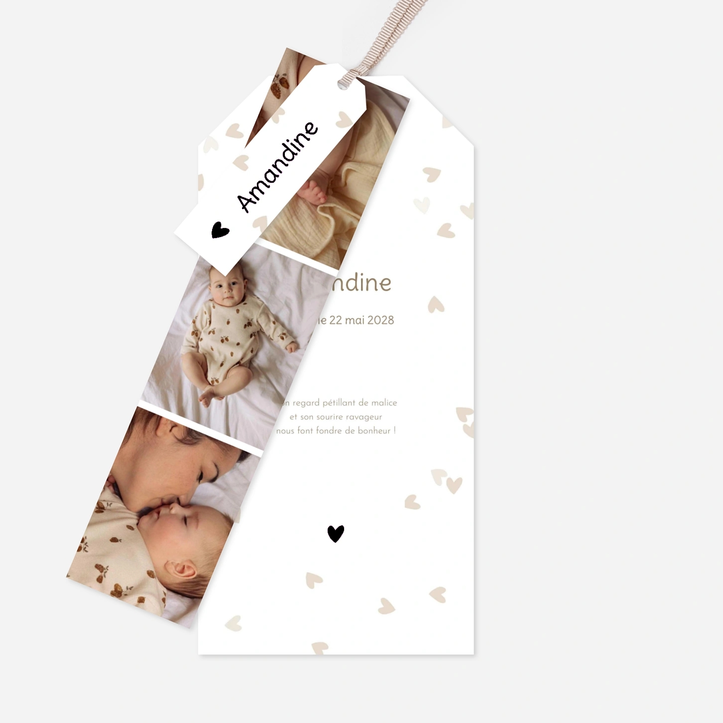 Faire-part naissance Cœurs confettis