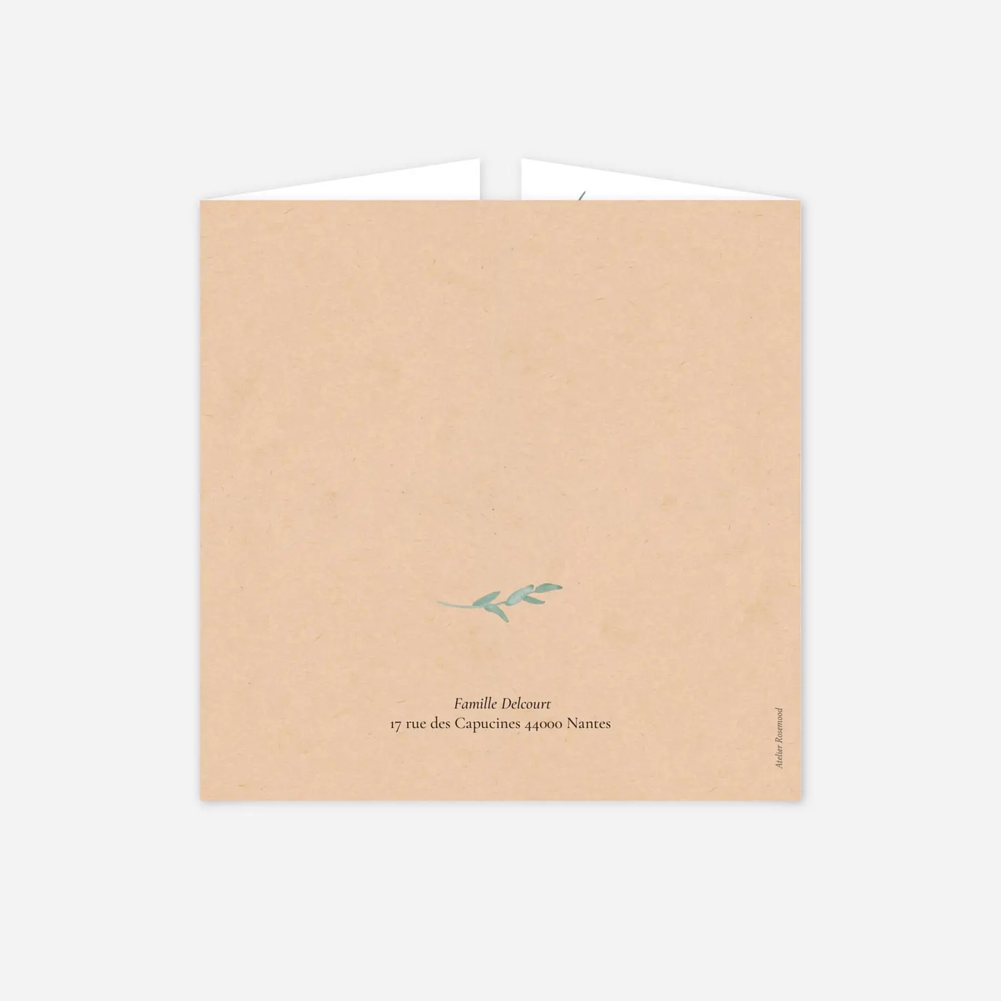 Faire-part baptême Couronne d'eucalyptus