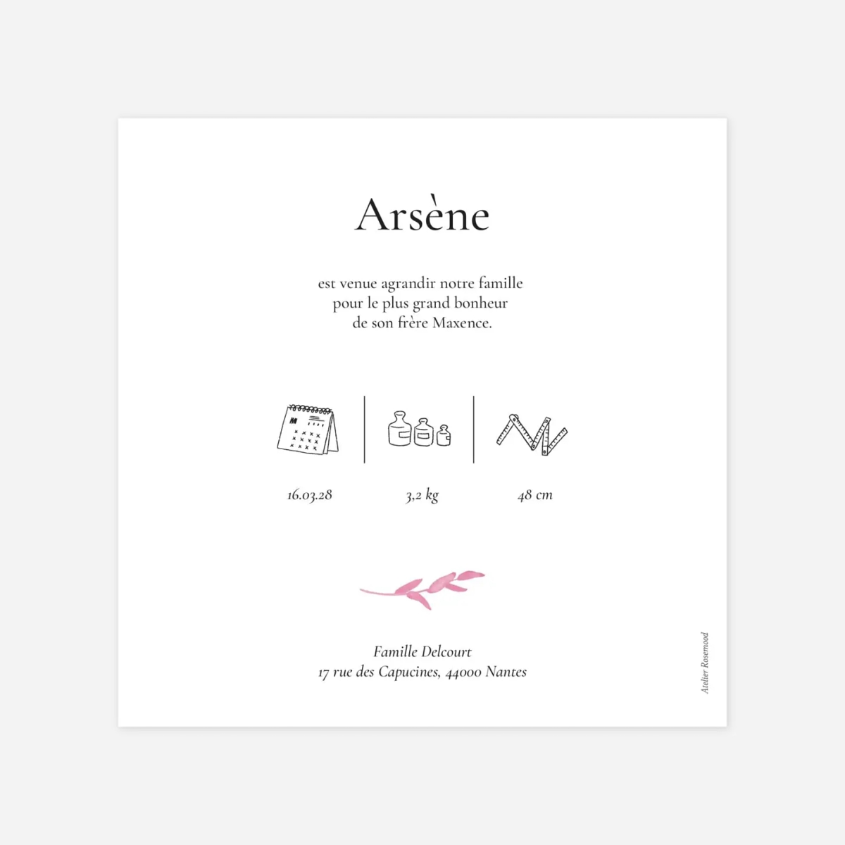 Faire-part naissance Couronne d'eucalyptus