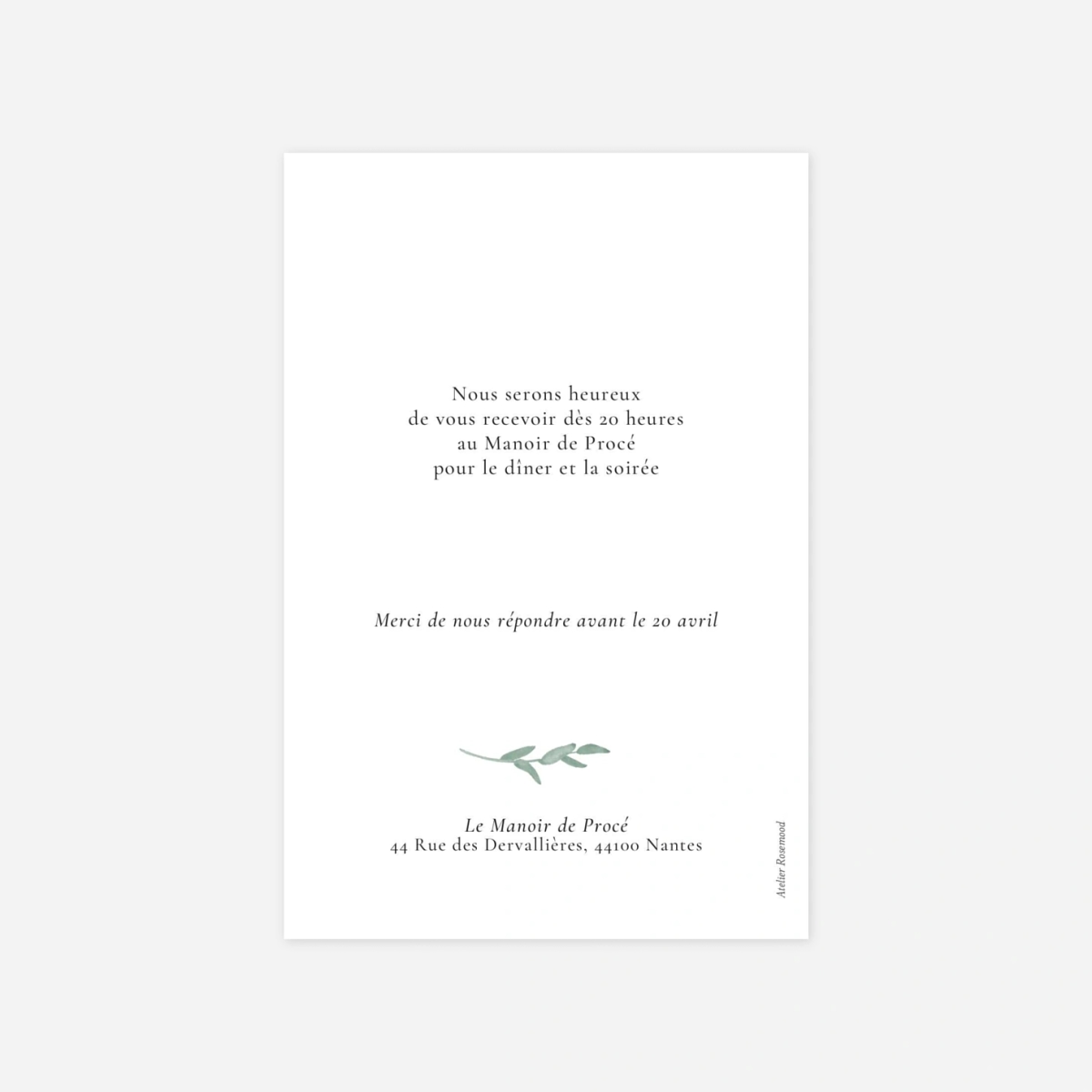 Carton d'invitation Couronne d'eucalyptus