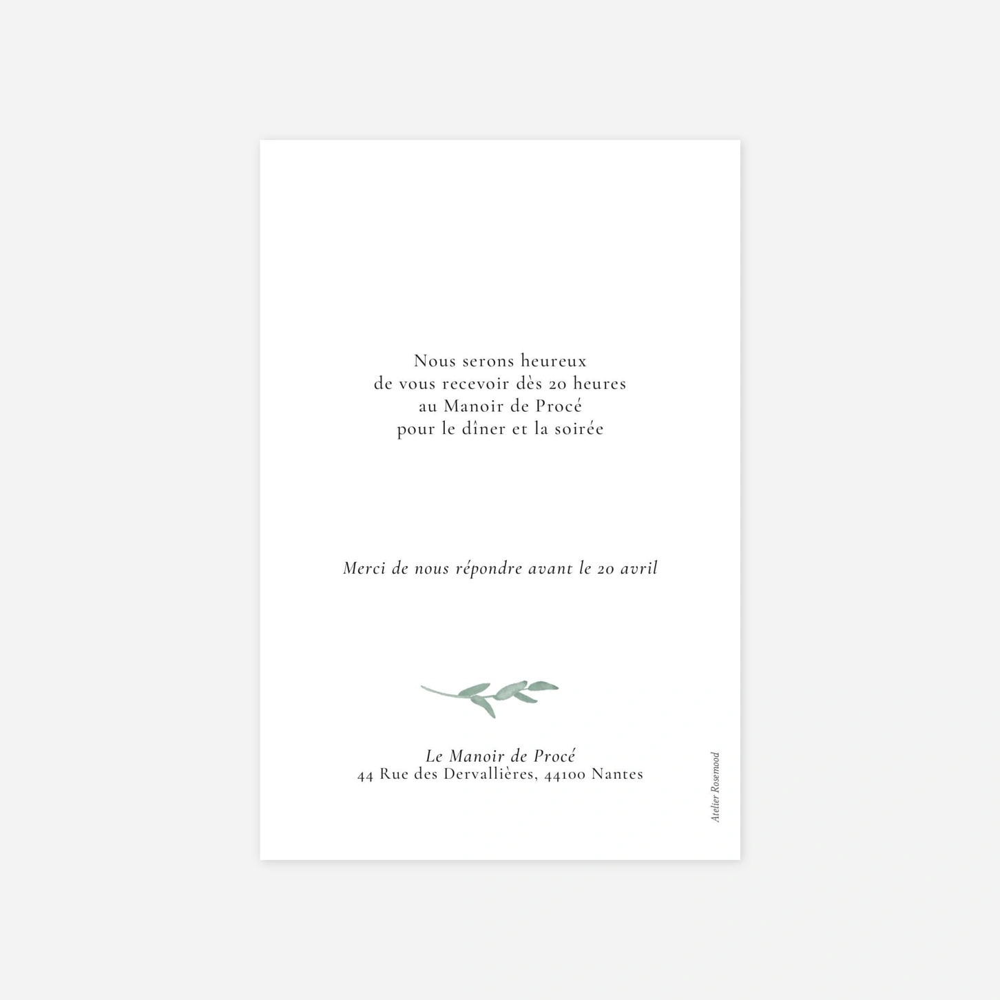 Carton d'invitation Couronne d'eucalyptus