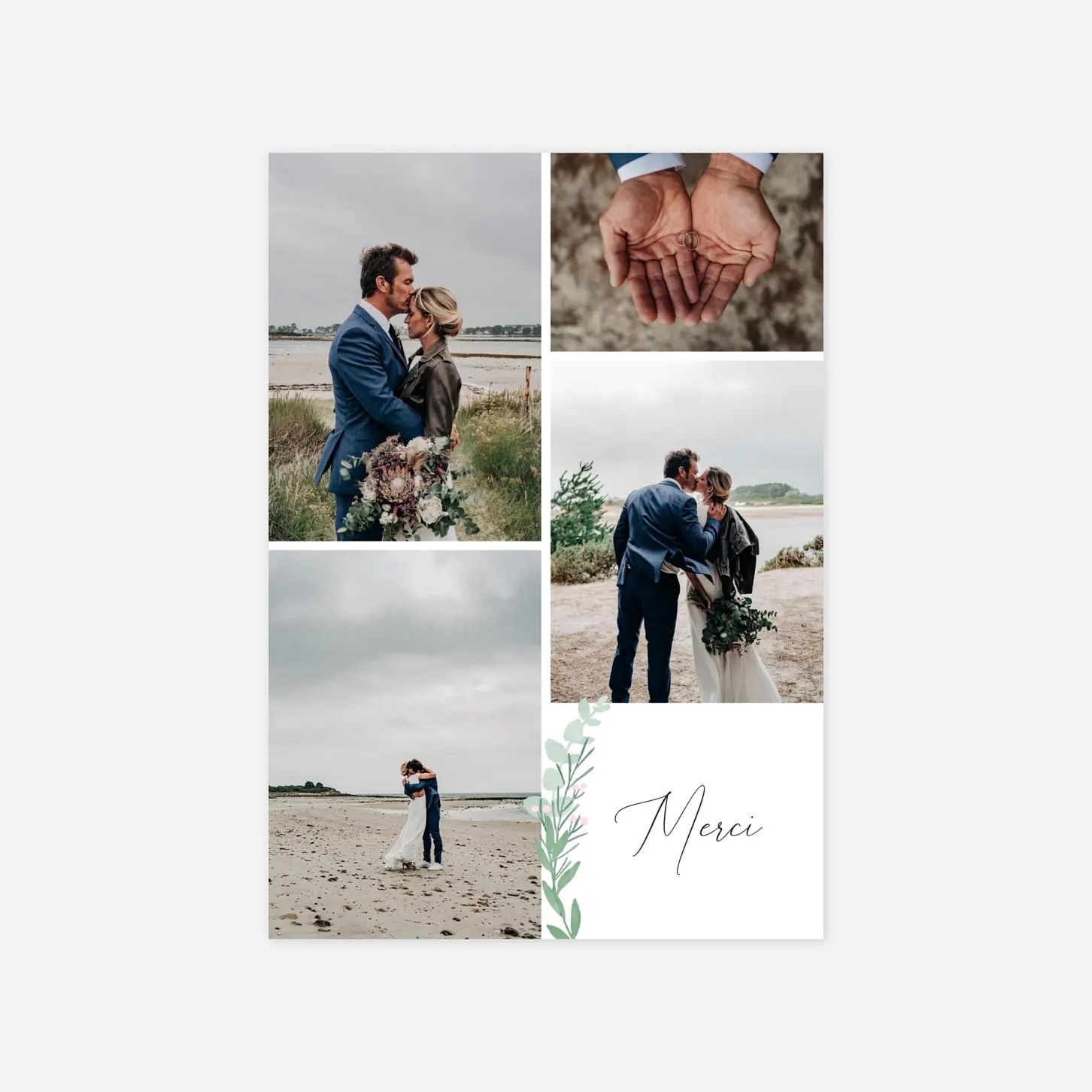 Carte de remerciements Couronne d'eucalyptus simple