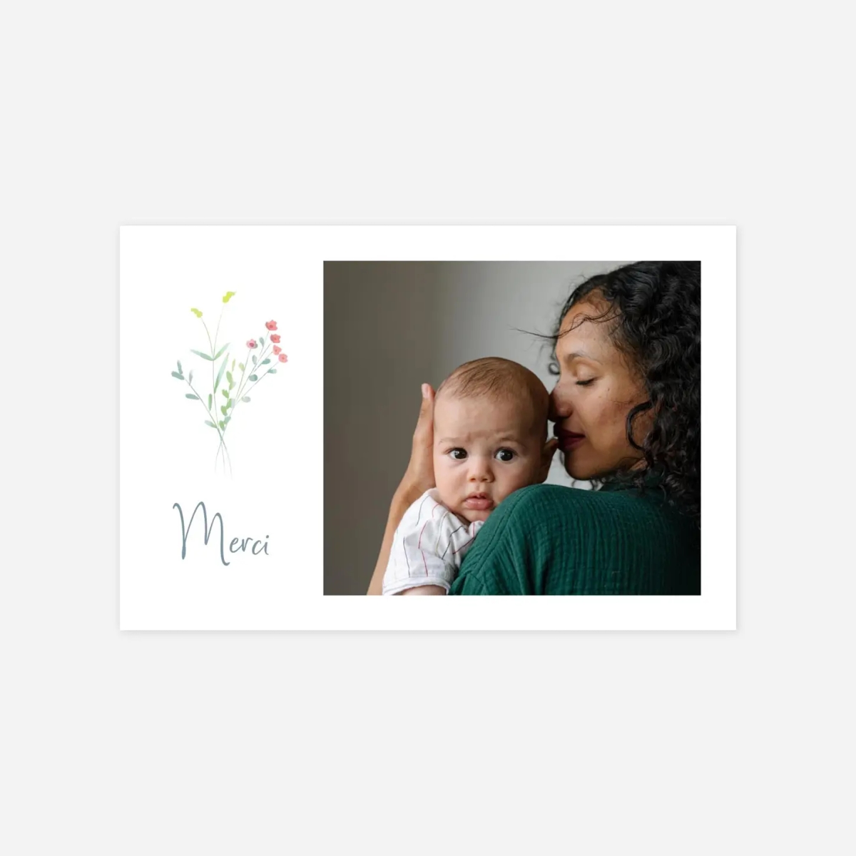 Carte remerciement naissance Couronne florale