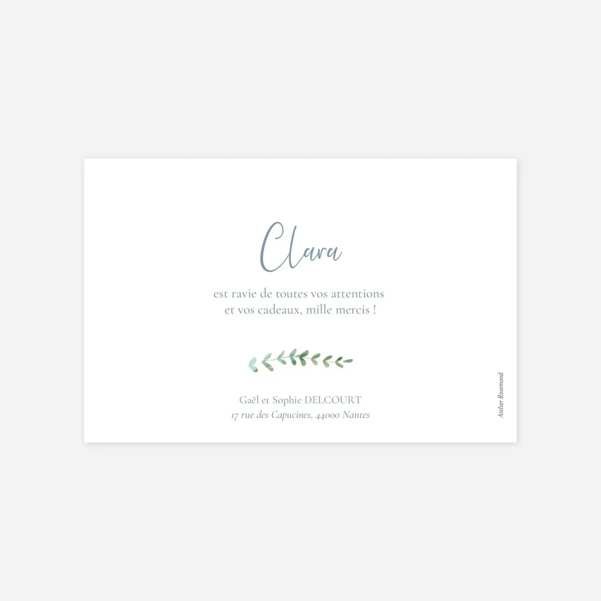 Carte remerciement naissance Couronne florale