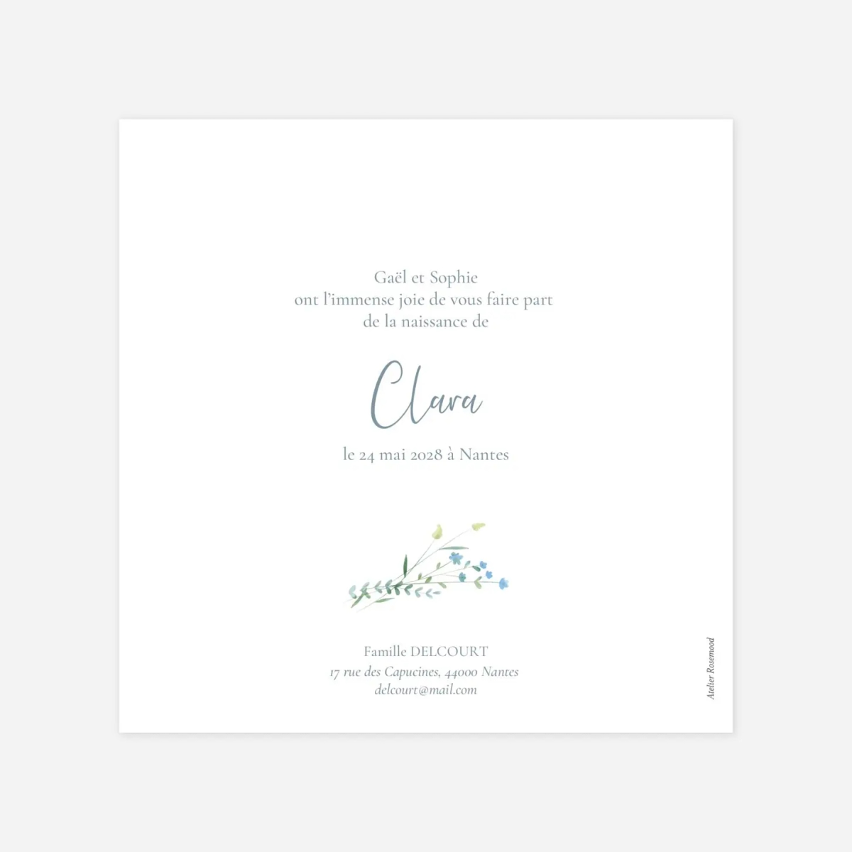 Faire-part naissance Couronne florale