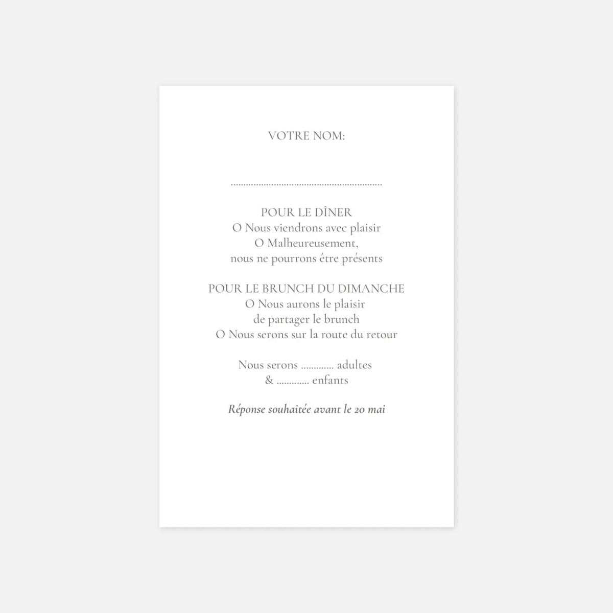 Carton réponse Couronne florale