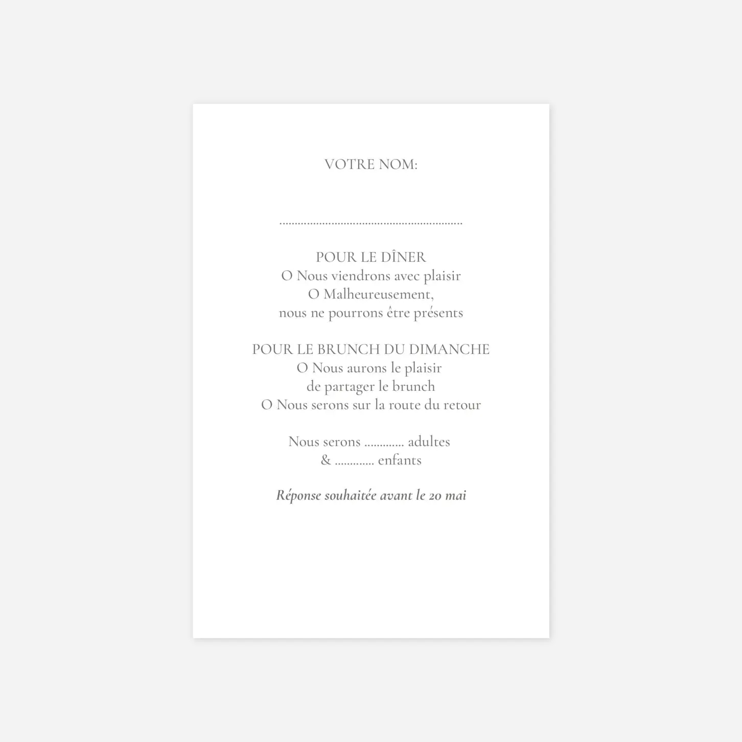 Carton réponse Couronne florale