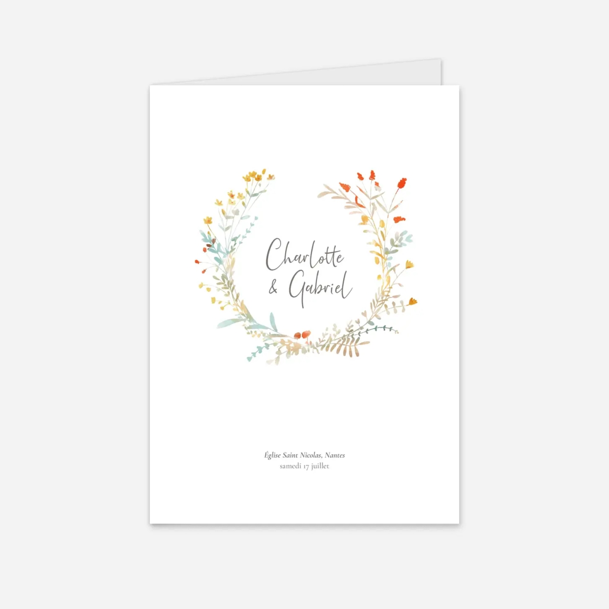 Livret de messe mariage Couronne florale