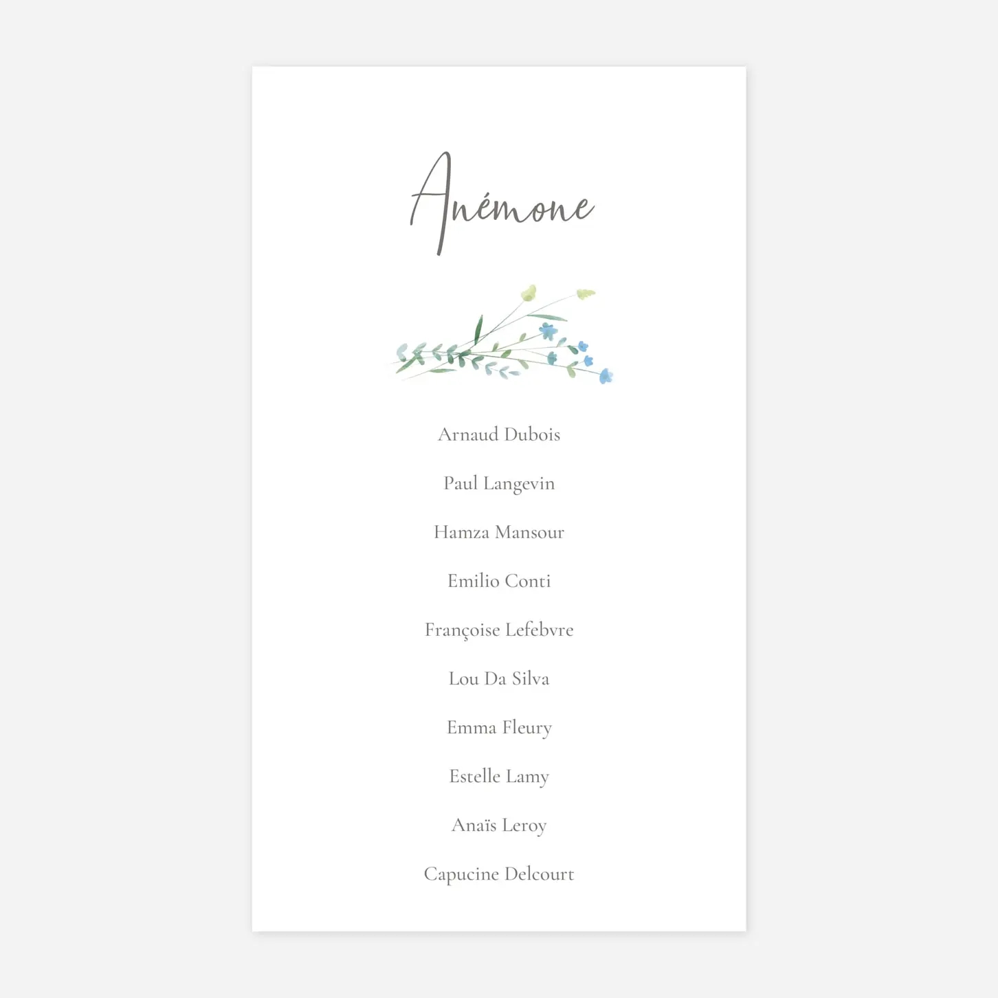 Nom de table mariage Couronne florale