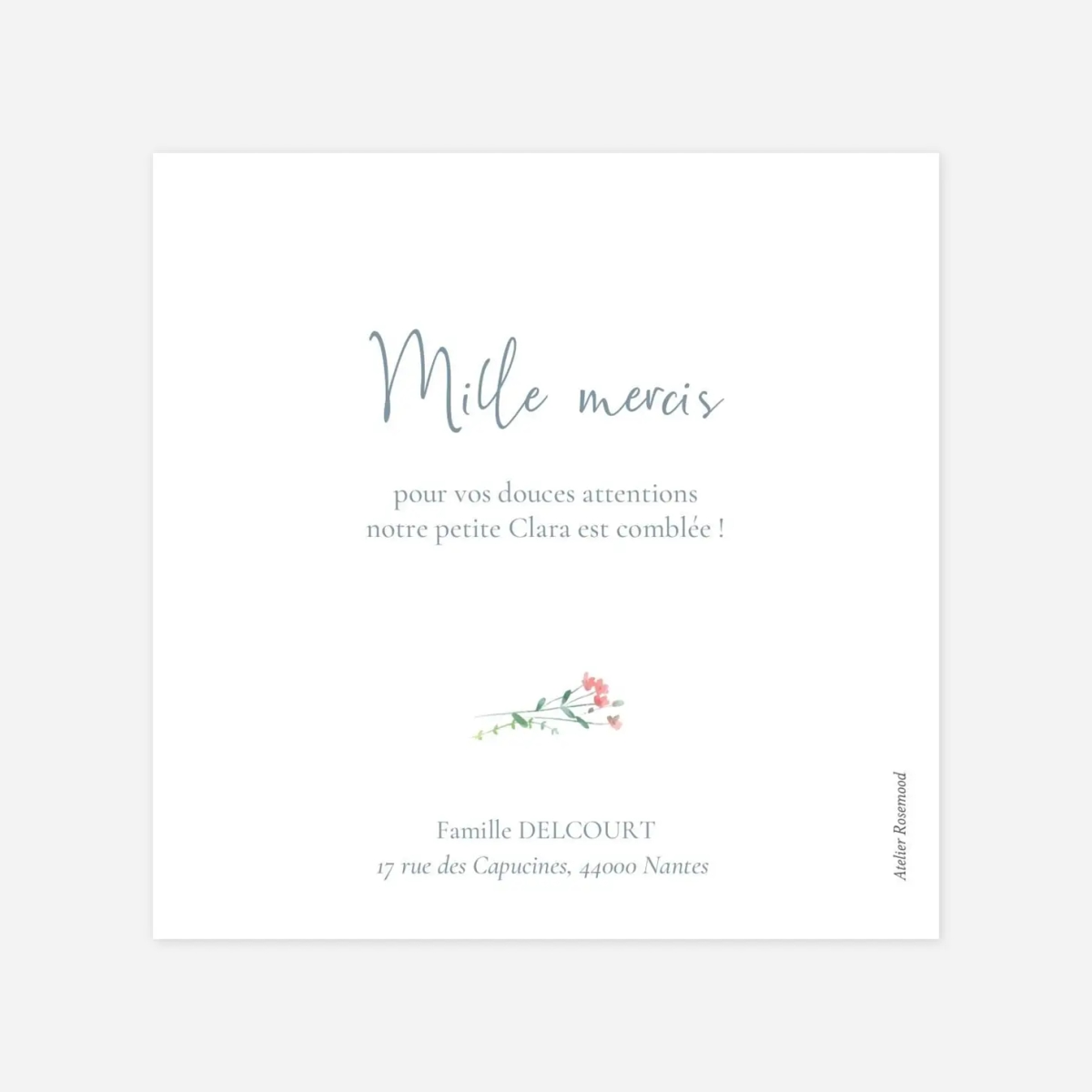 Carte remerciement naissance Couronne florale II