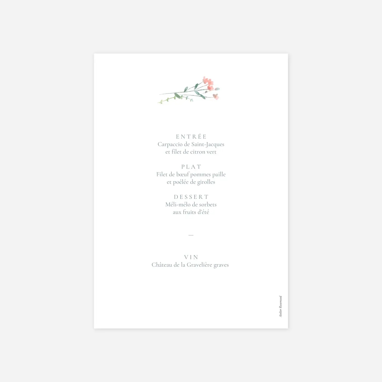 Menu baptême Couronne florale II