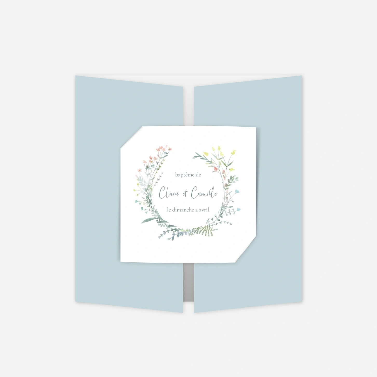 Faire-part baptême Couronne florale IV