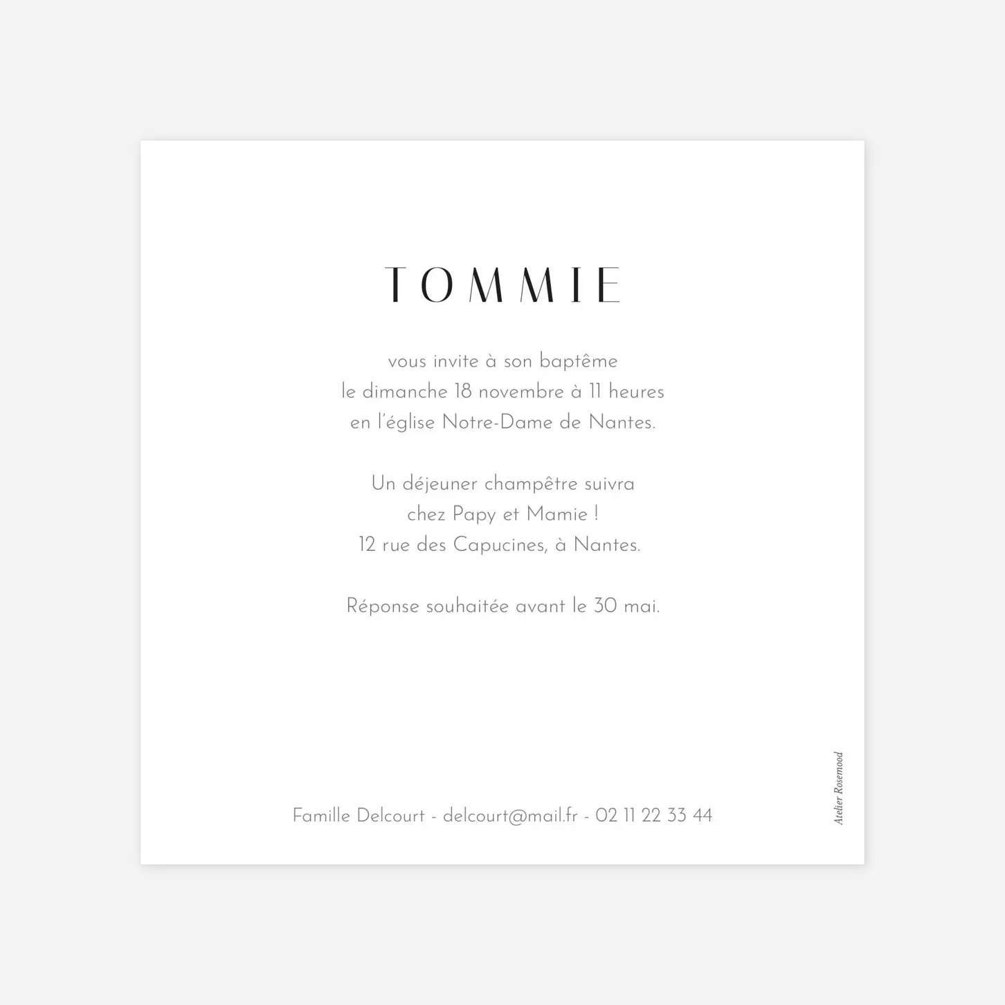 Faire-part baptême Cœur d'or