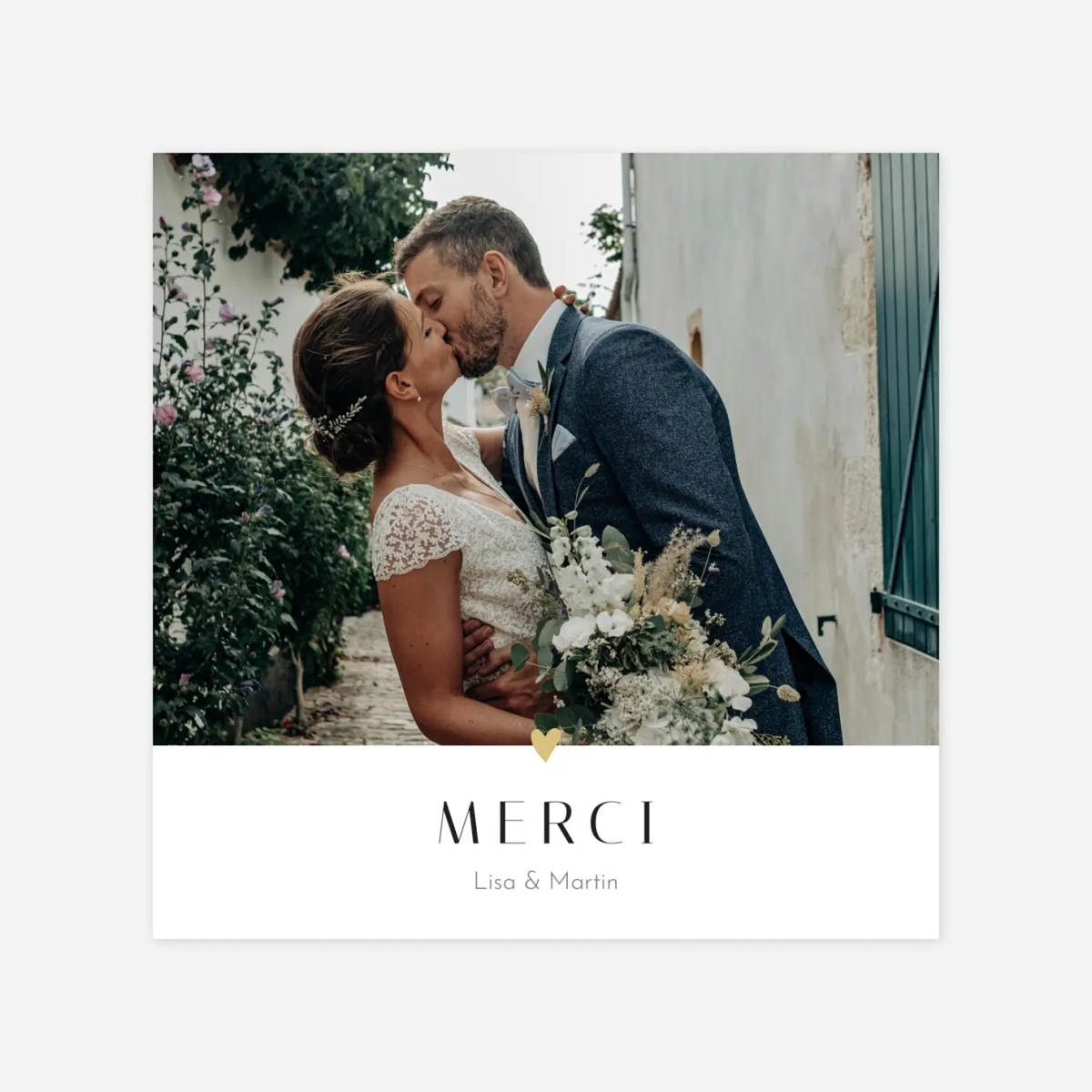 Carte de remerciements Cœur d'or