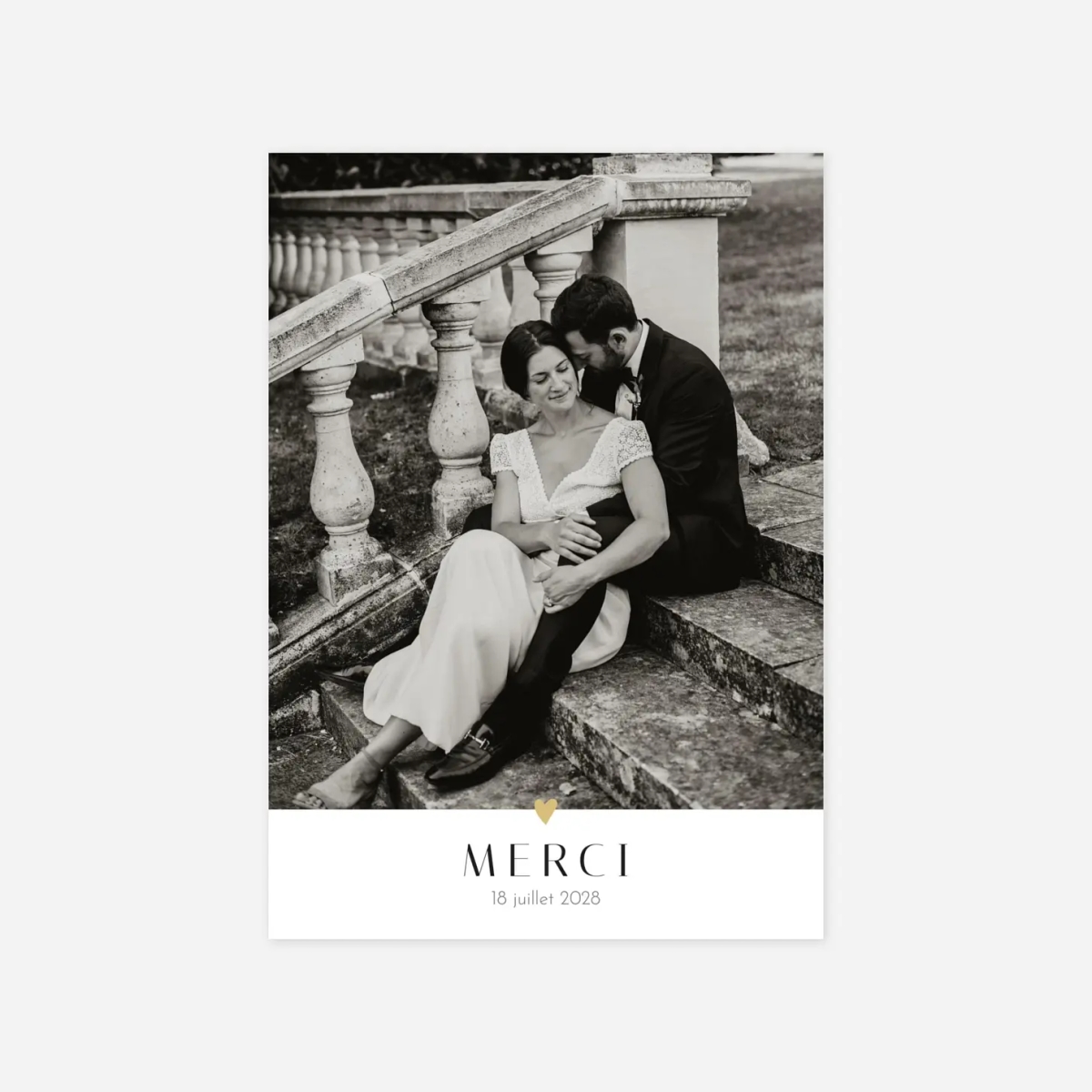 Carte de remerciements Cœur d'or