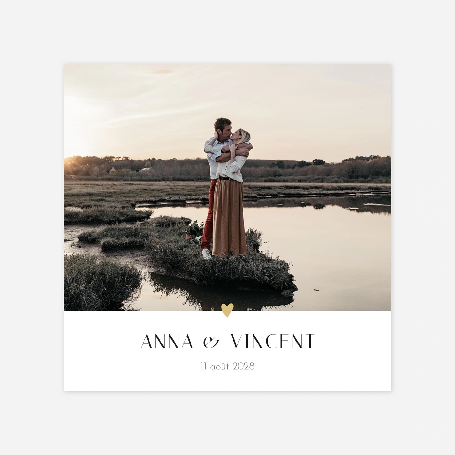 Faire-part mariage Cœur d'or