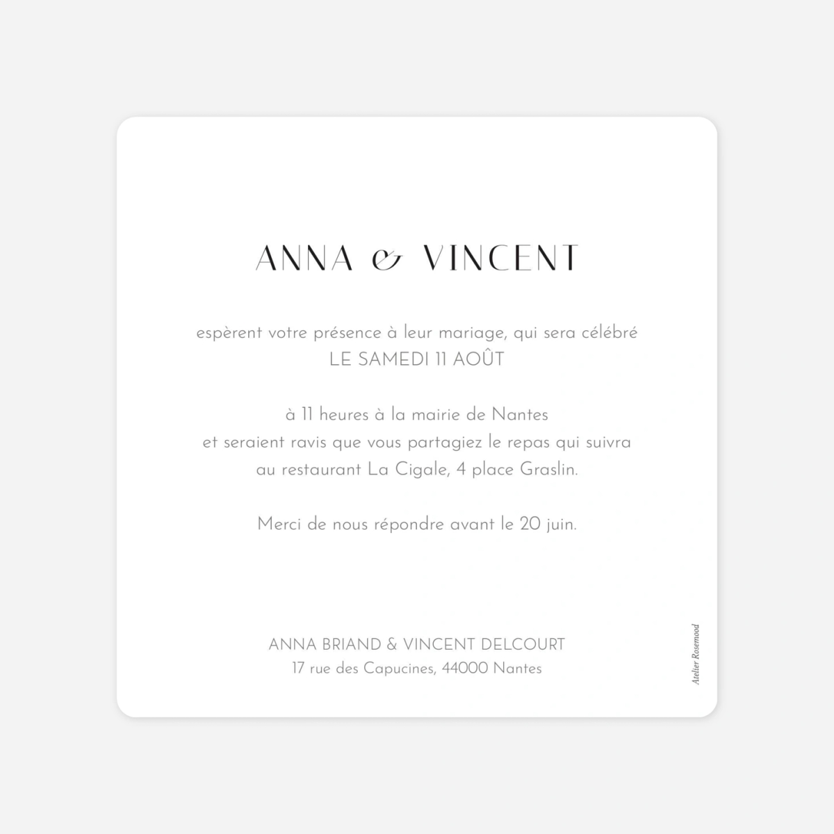 Faire-part mariage Cœur d'or