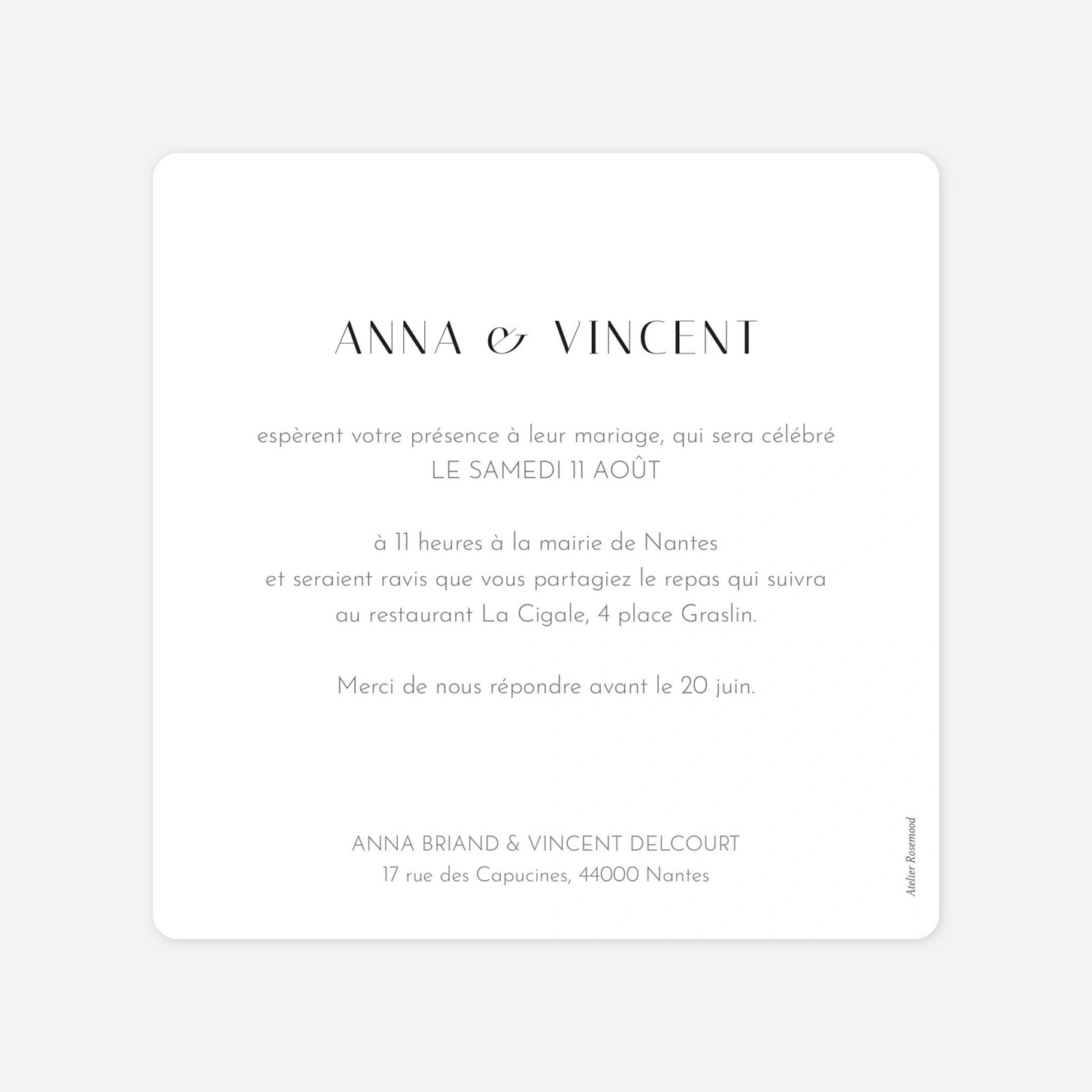 Faire-part mariage Cœur d'or