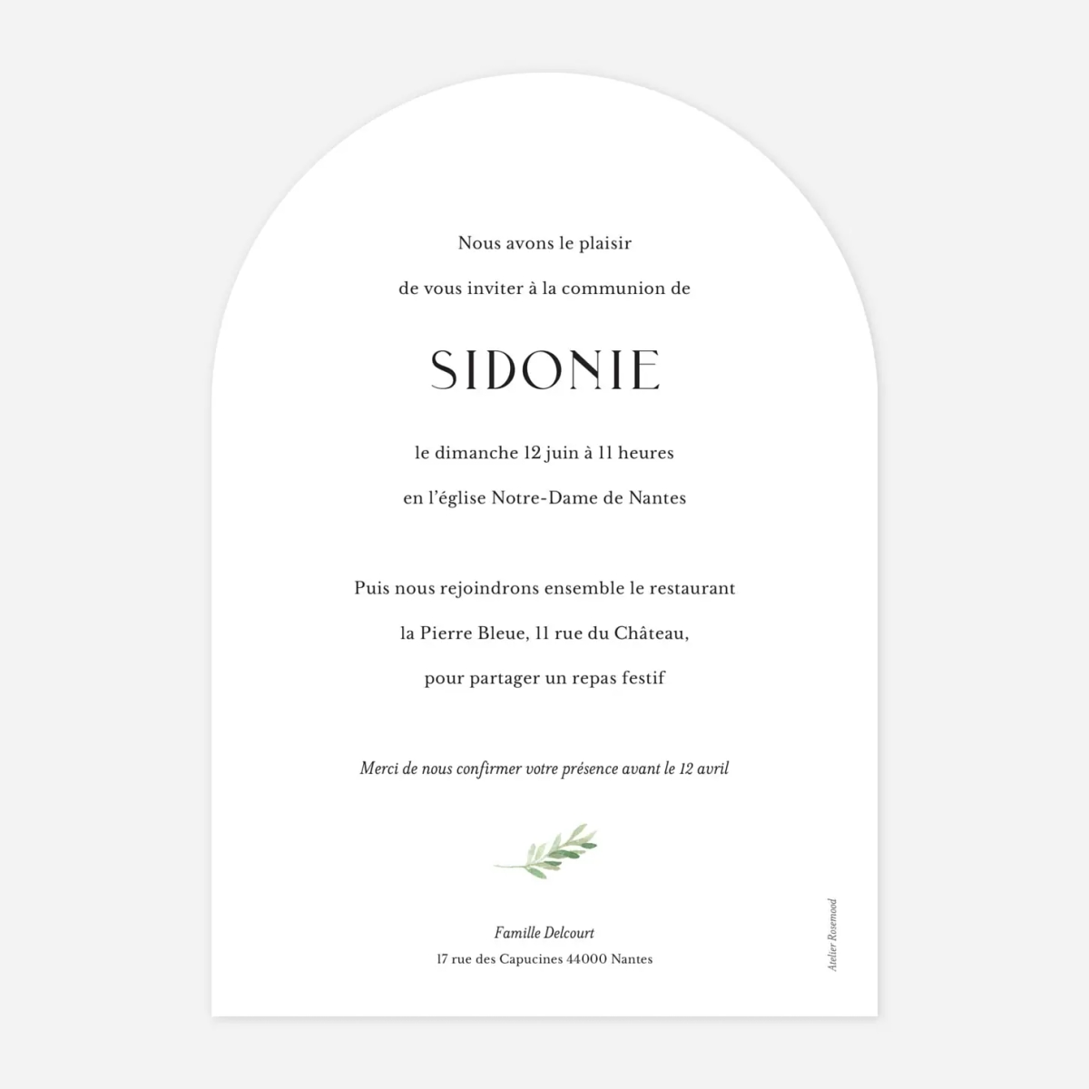 Invitation communion Cœur végétal