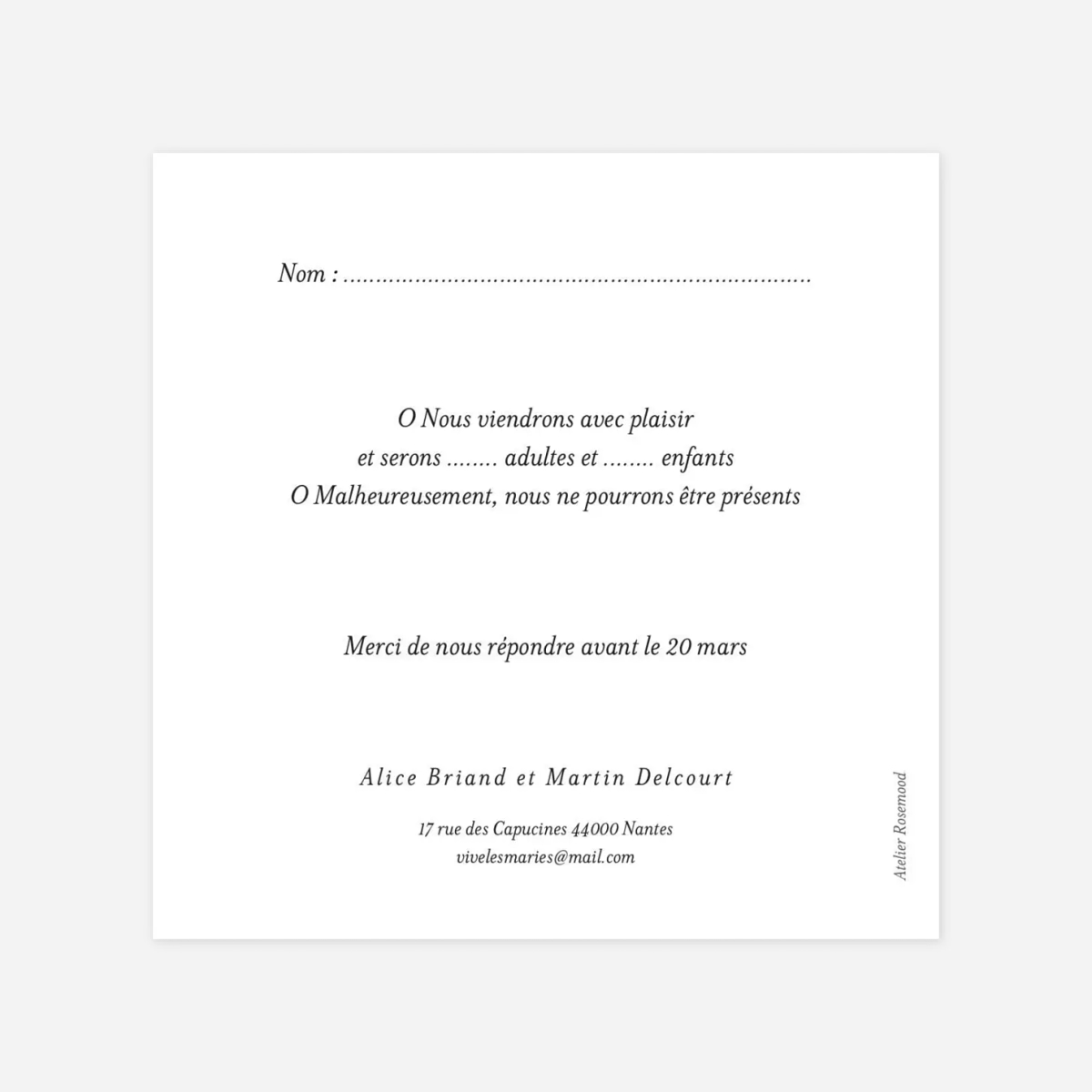 Carton réponse Cœur végétal