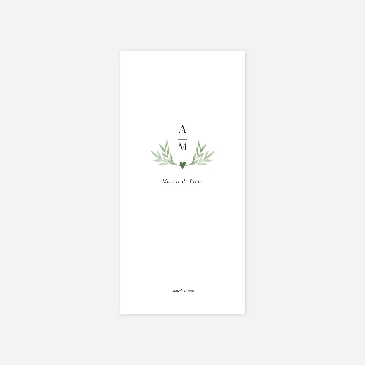 Menu mariage Cœur végétal