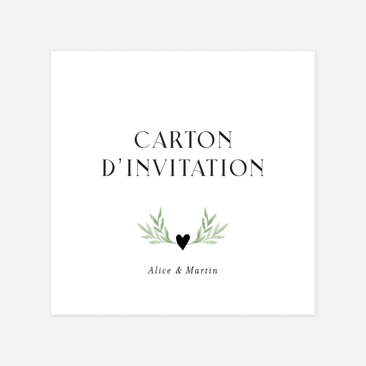 Carton d'invitation Cœur végétal