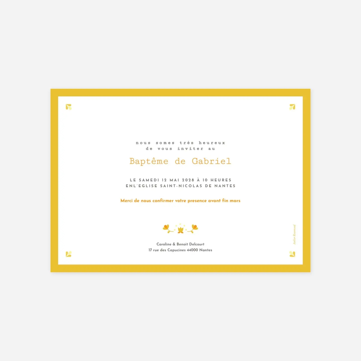 Faire-part baptême Croix folk